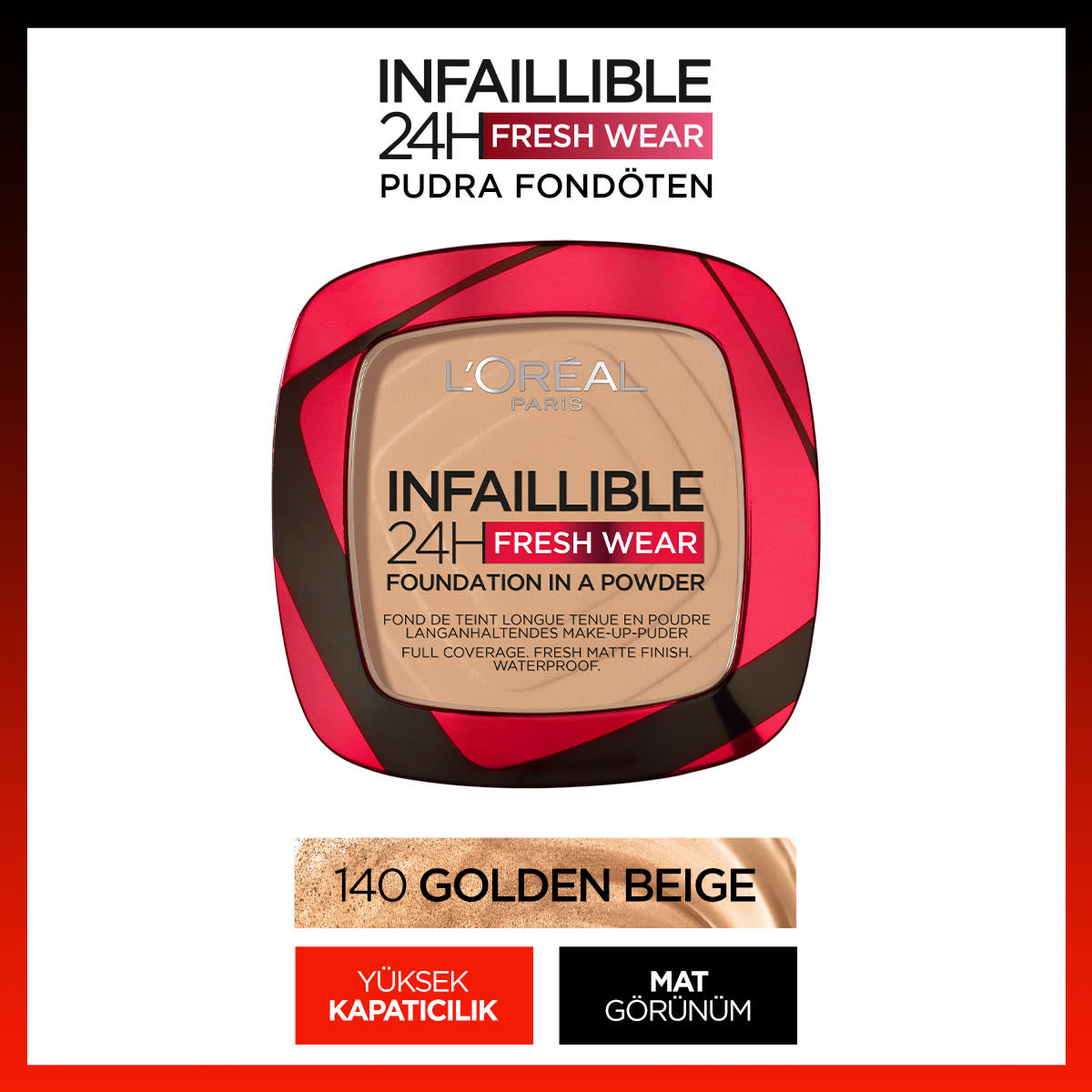 L'Oréal Paris Infaillible 24H Fresh Wear Pudra Fondöten 140 Golden Beige
