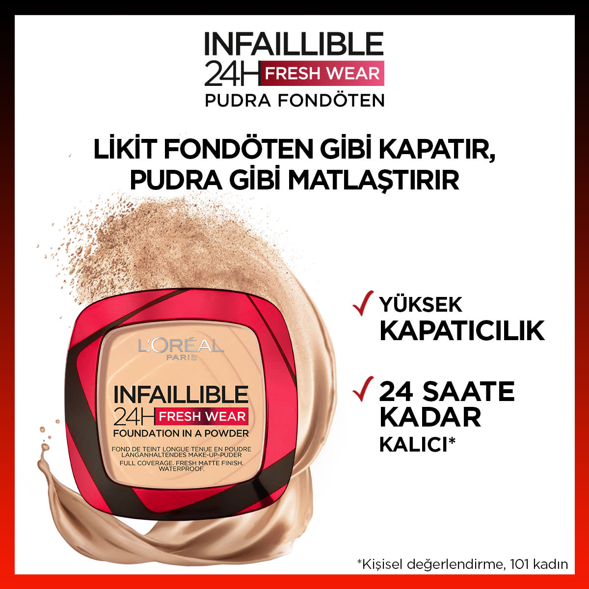 L'Oréal Paris Infaillible 24H Fresh Wear Pudra Fondöten 180 Rose Sand