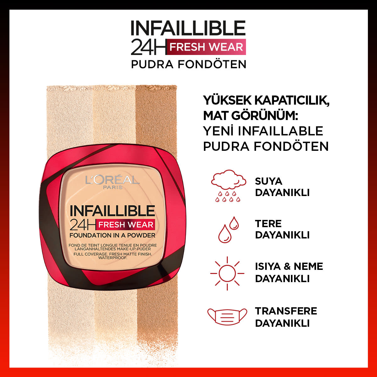 L'Oréal Paris Infaillible 24H Fresh Wear Pudra Fondöten 180 Rose Sand