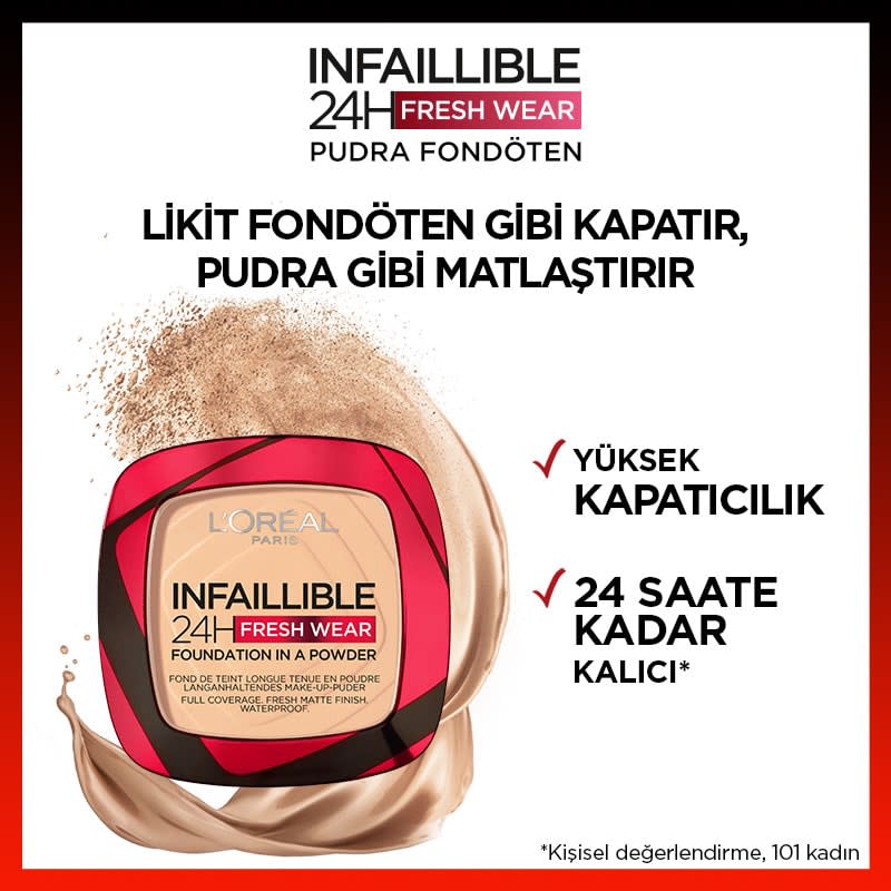 L'Oréal Paris Infaillible 24H Fresh Wear Pudra Fondöten 180 Rose Sand