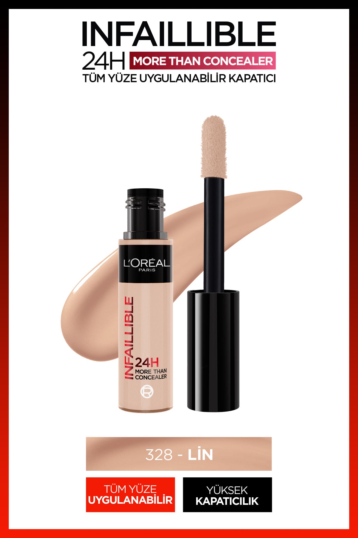 L'Oréal Paris Infaillible 24H Tüm Yüze Uygulanabilir Kapatıcı - 328 Lin