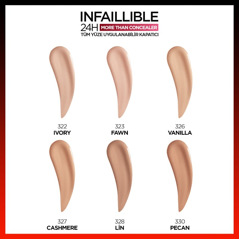 L'Oréal Paris Infaillible 24H Tüm Yüze Uygulanabilir Kapatıcı - 328 Lin