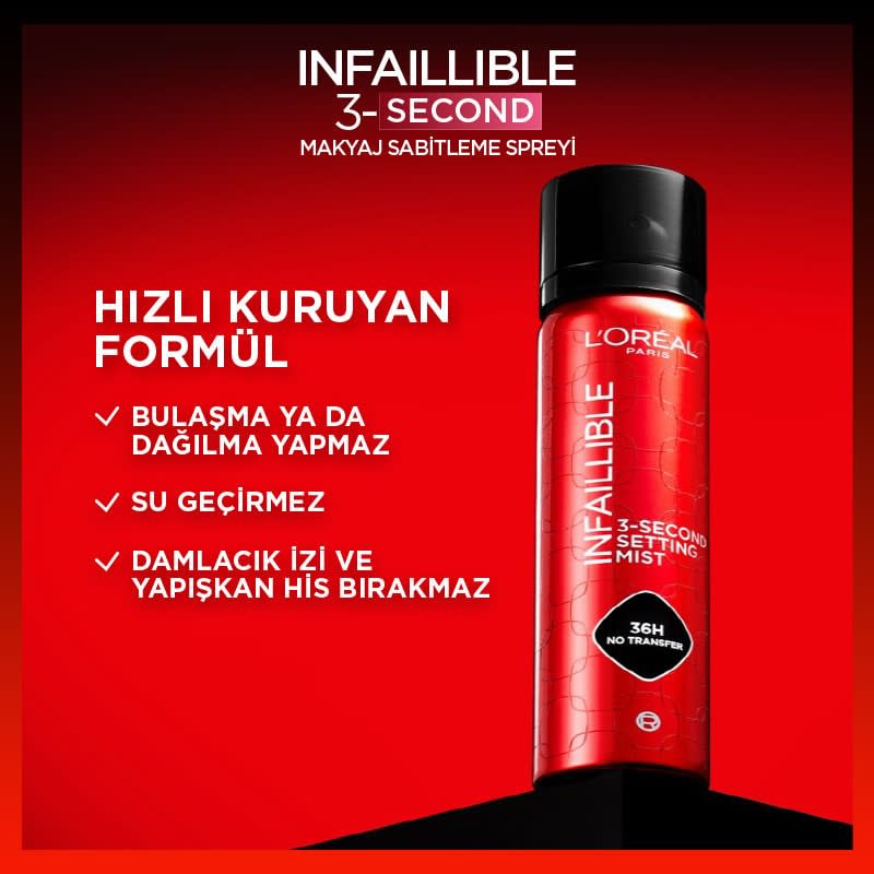 L'Oréal Paris Infaillible 3-Second Makyaj Sabitleme Spreyi