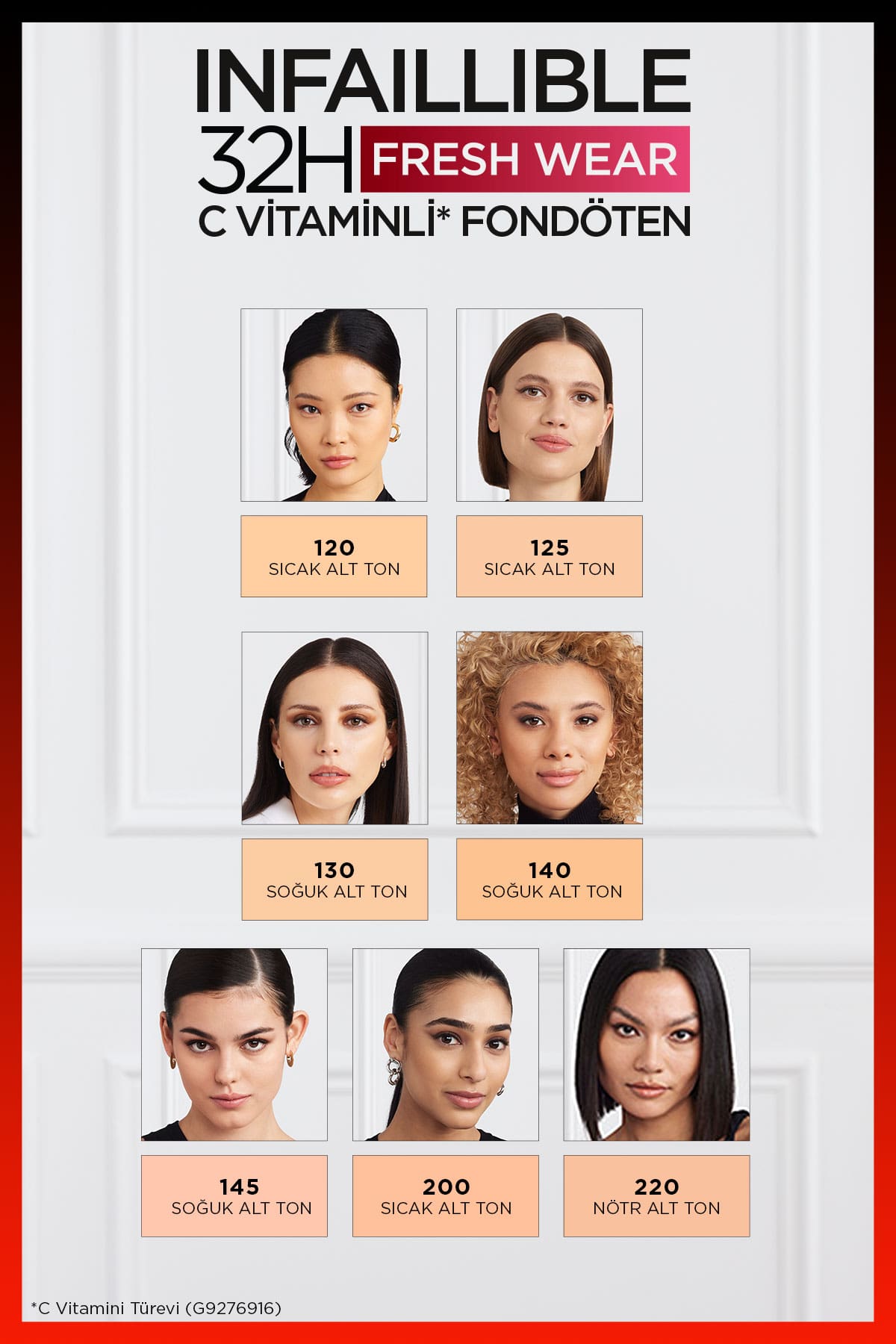 L'Oréal Paris Infaillible 32H Fresh Wear C Vitaminli Fondöten - 125 Natural Beige