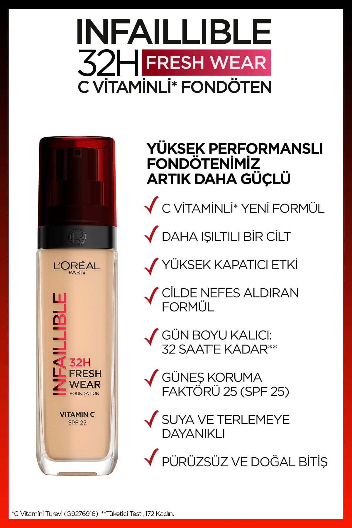 L'Oréal Paris Infaillible 32H Fresh Wear C Vitaminli Fondöten - 130 True Beige