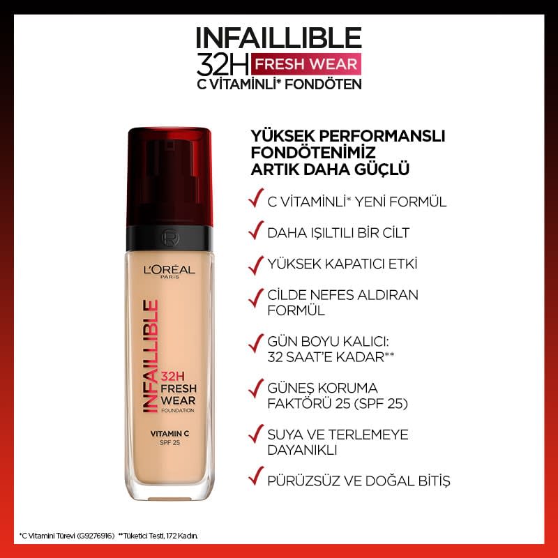 L'Oréal Paris Infaillible 32H Fresh Wear C Vitaminli Fondöten - 140 Golden Beige