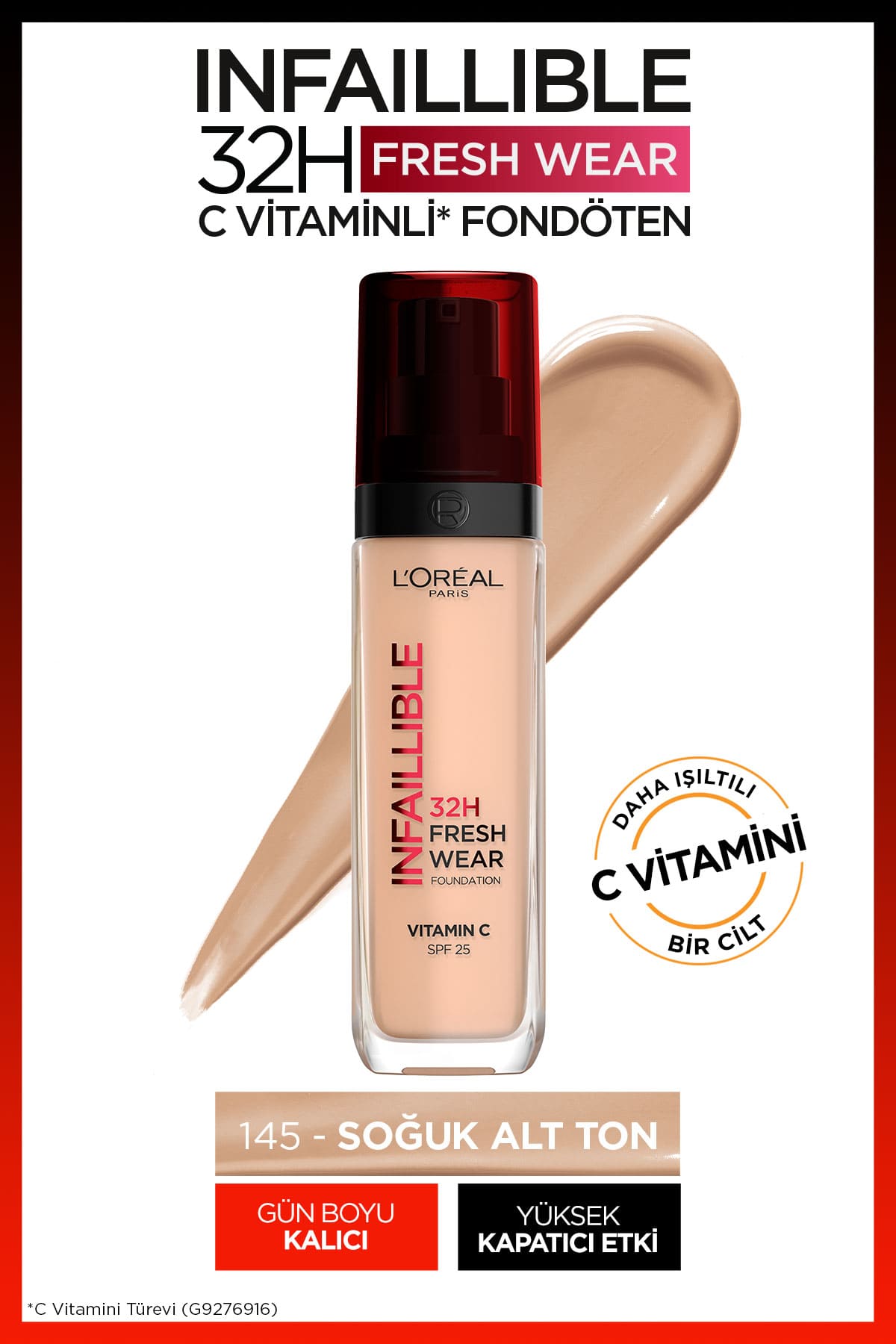 L’Oréal Paris L'Oréal Paris Infaillible 32H Fresh Wear C Vitaminli Fondöten - 145 Ro