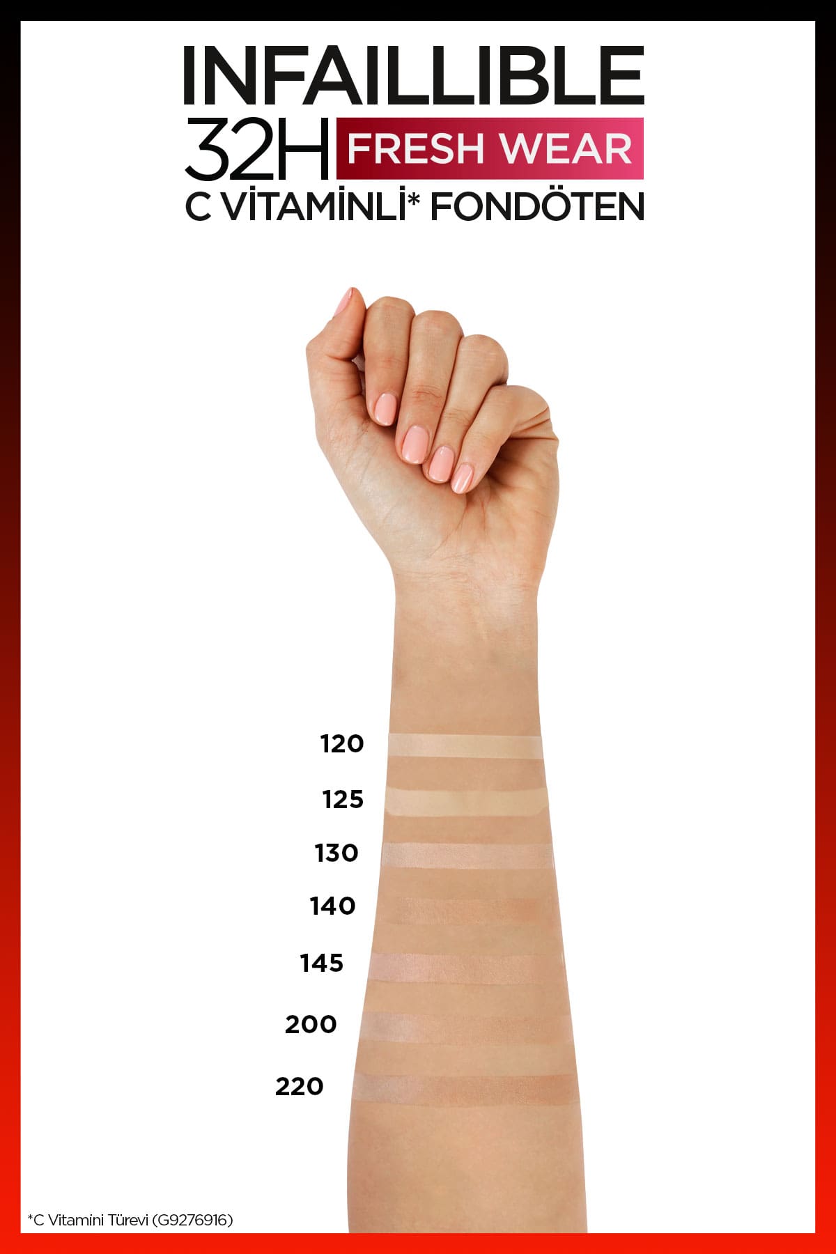 L'Oréal Paris Infaillible 32H Fresh Wear C Vitaminli Fondöten - 145 Rose Beige