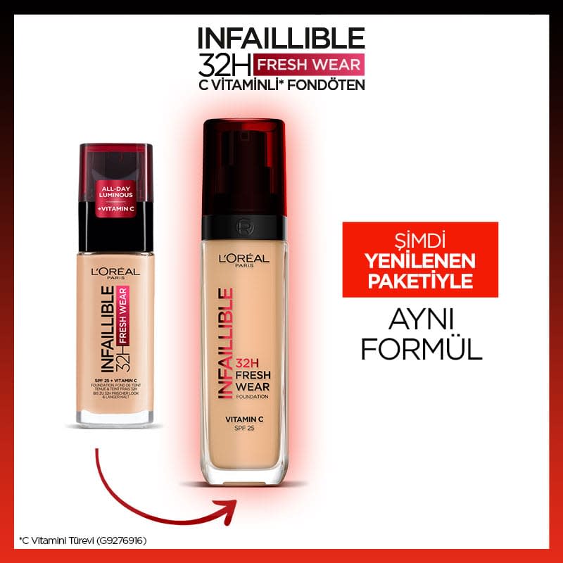L'Oréal Paris Infaillible 32H Fresh Wear C Vitaminli Fondöten - 145 Rose Beige