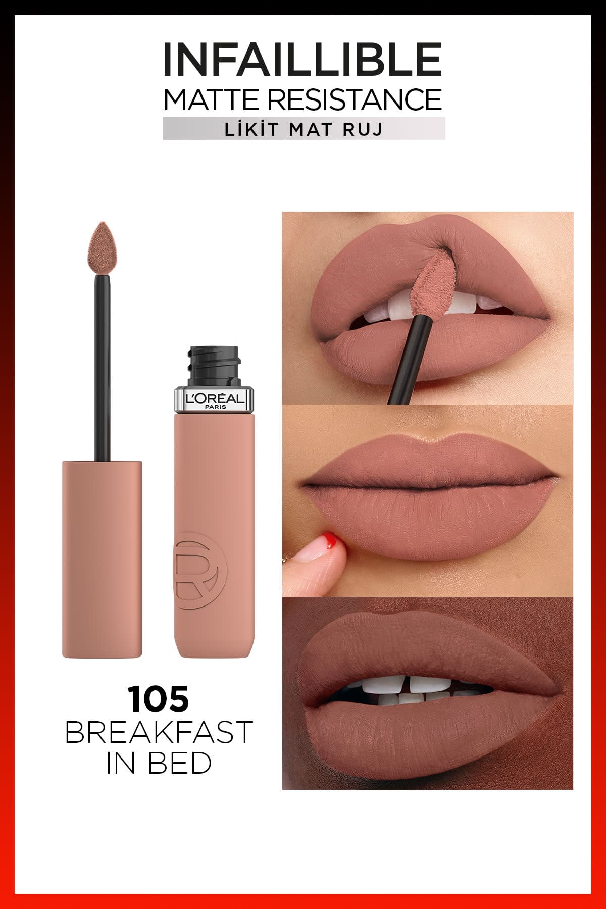 L'Oréal Paris Infaillible Matte Resistance Likit Mat Ruj - 105 Breakfast In Bed