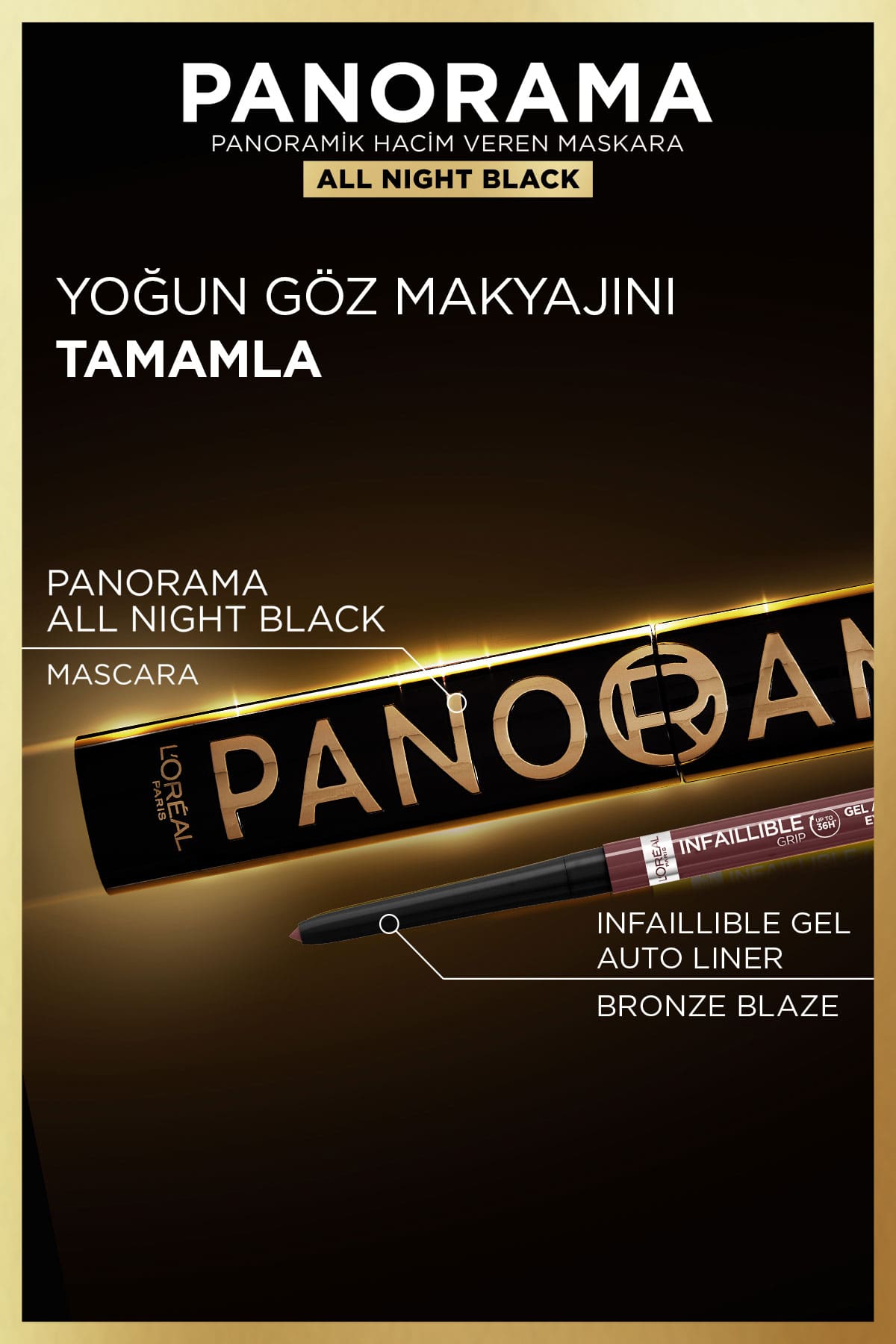 L'Oréal Paris Panorama Hacim Veren Maskara All Night Black - Siyah