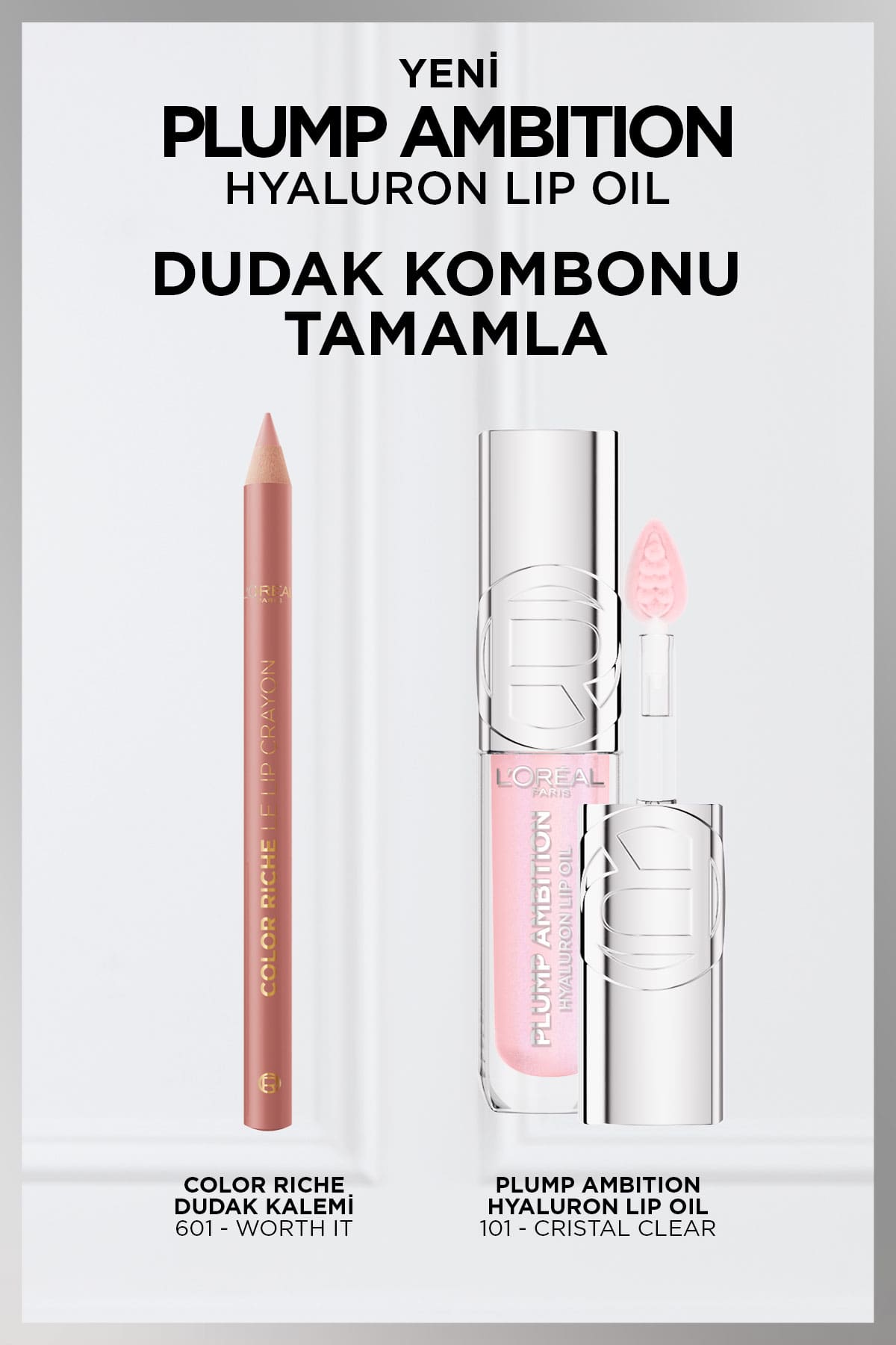 L'Oréal Paris Plump Ambition Hyaluron Lip Oil Besleyici ve Nemlendirici Dudak Parlatıcısı - 101 Cristal Clear