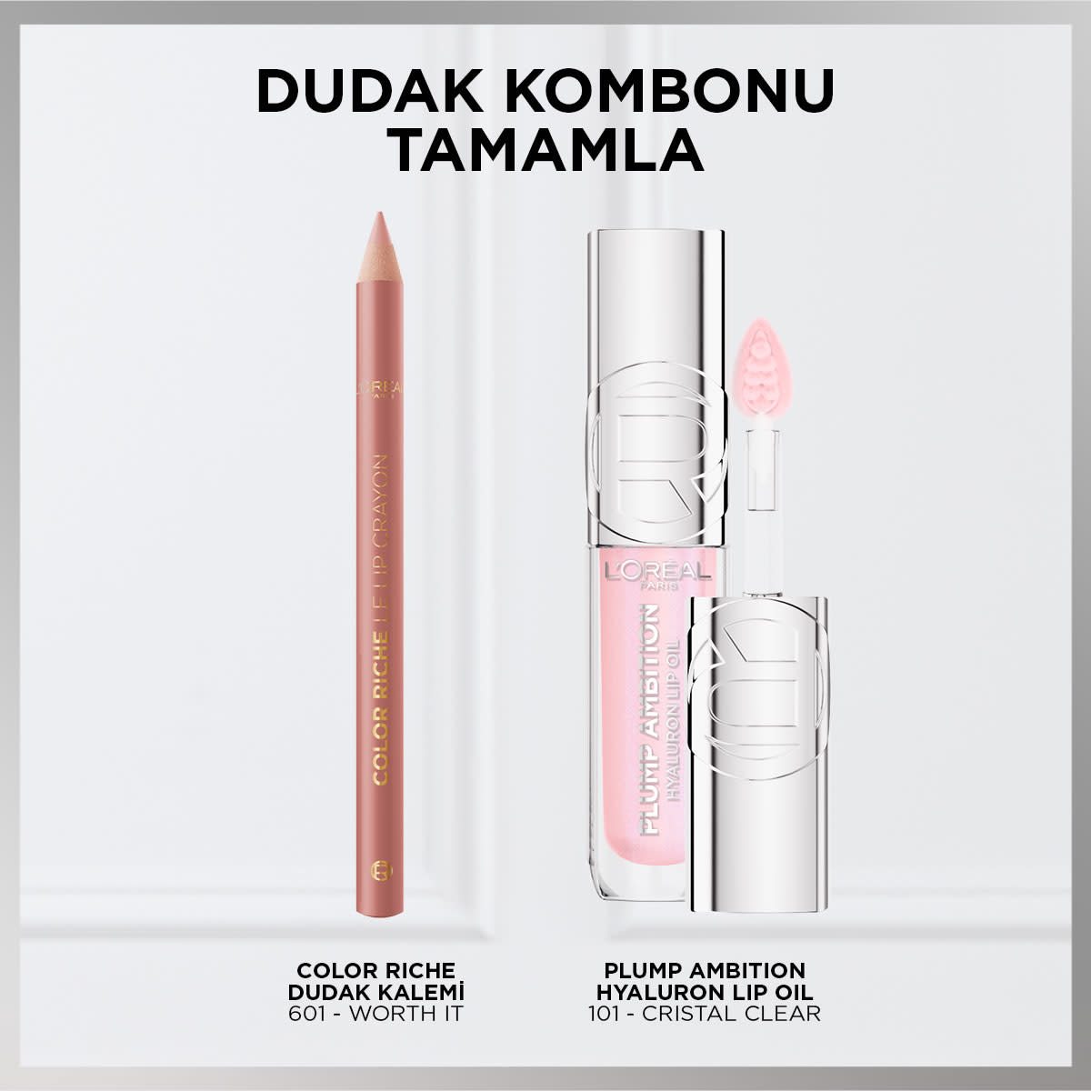 L'Oréal Paris Plump Ambition Hyaluron Lip Oil Besleyici ve Nemlendirici Dudak Parlatıcısı - 101 Cristal Clear