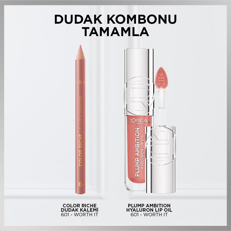 L'Oréal Paris Plump Ambition Hyaluron Lip Oil Besleyici ve Nemlendirici Dudak Parlatıcısı - 601 Worth It