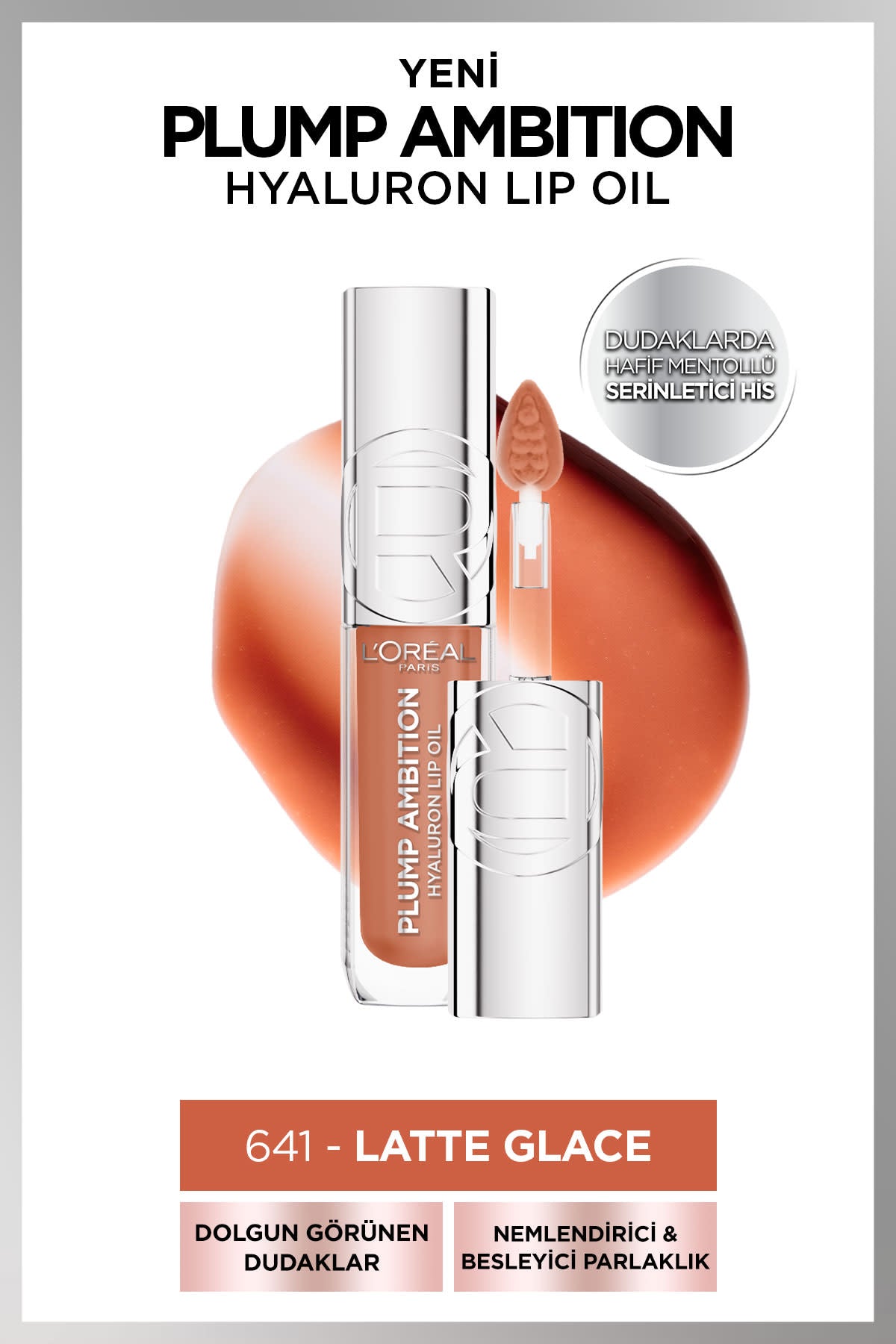 L'Oréal Paris Plump Ambition Hyaluron Lip Oil Besleyici ve Nemlendirici Dudak Parlatıcısı - 641 Latte Glace