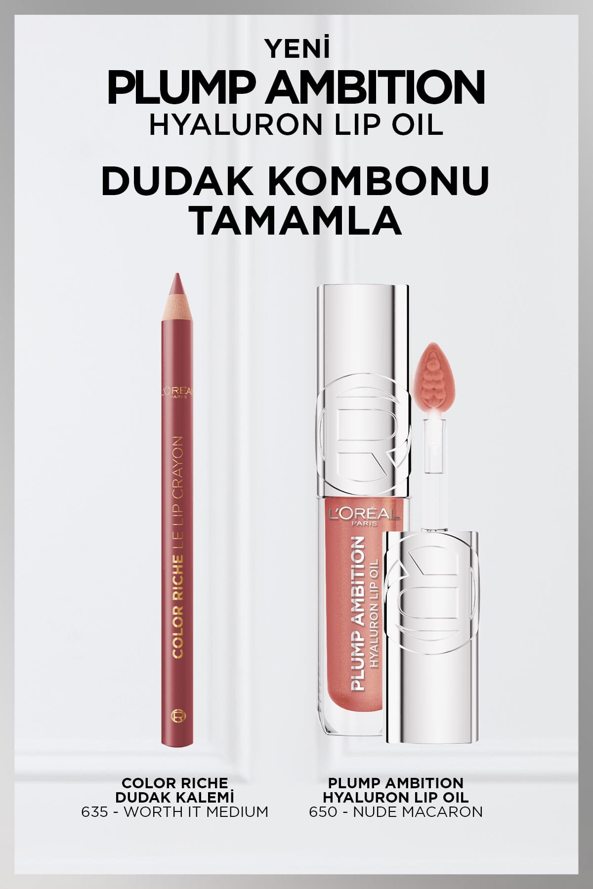 L'Oréal Paris Plump Ambition Hyaluron Lip Oil Besleyici ve Nemlendirici Dudak Parlatıcısı - 650 Nude Macaron