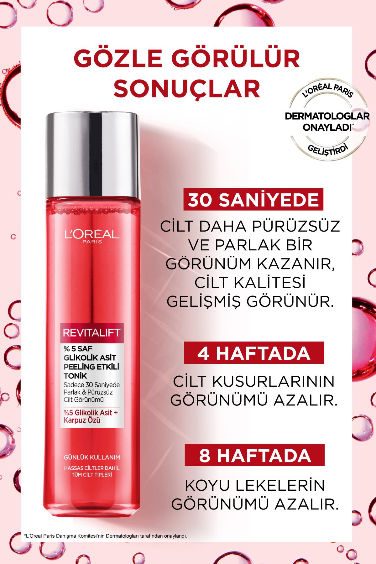 L'Oréal Paris Revitalift %5 Saf Glikolik Asit Peeling Etkili Tonik 180ml
