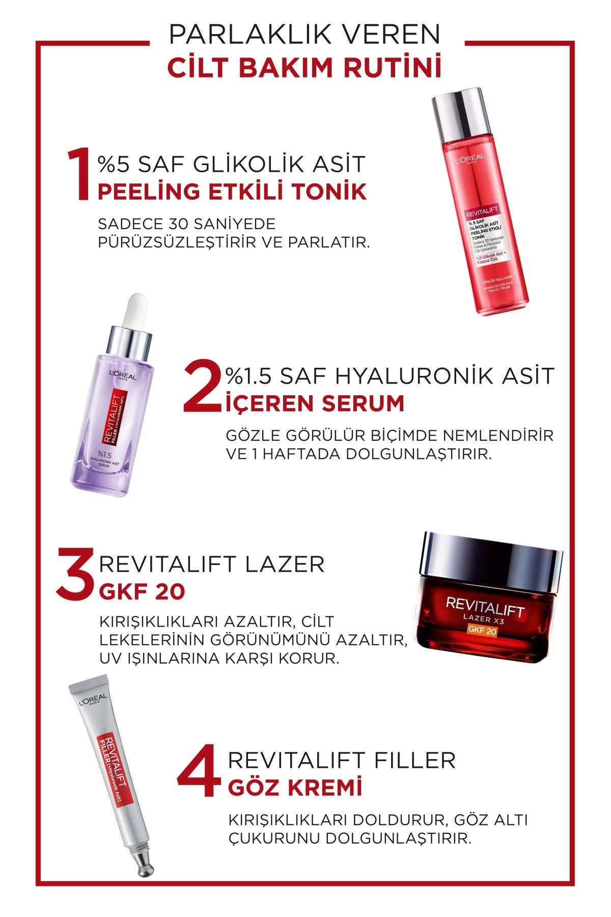 L'Oréal Paris Revitalift %5 Saf Glikolik Asit Peeling Etkili Tonik 180ml