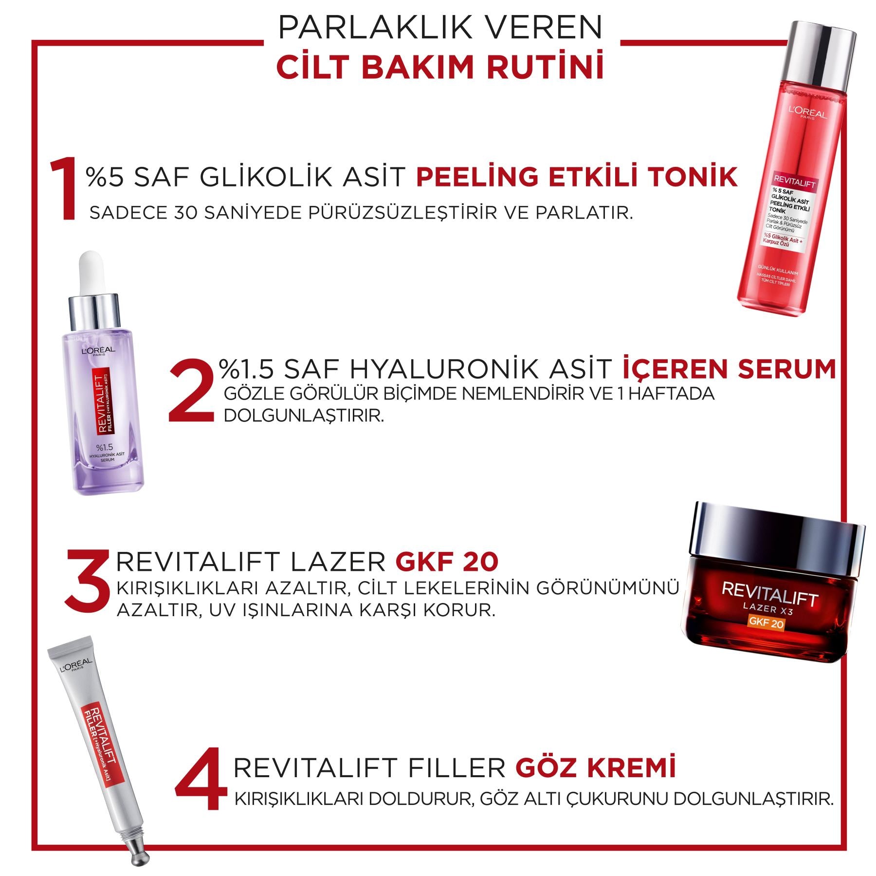 L'Oréal Paris Revitalift %5 Saf Glikolik Asit Peeling Etkili Tonik 180ml