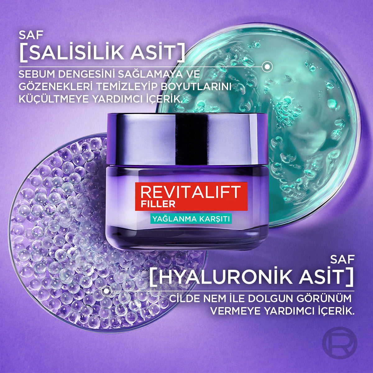L'Oréal Paris Revitalift Filler Yağlanma Karşıtı Su Bazlı Nemlendirici Jel Krem - Salisilik Asit & Hyaluronik Asit