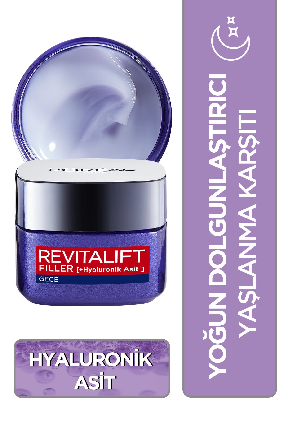 L'Oréal Paris Revitalift Filler Yoğun Dolgunlaştırıcı Yaşlanma Karşıtı Gece Kremi 50ml - Hyaluronik Asit