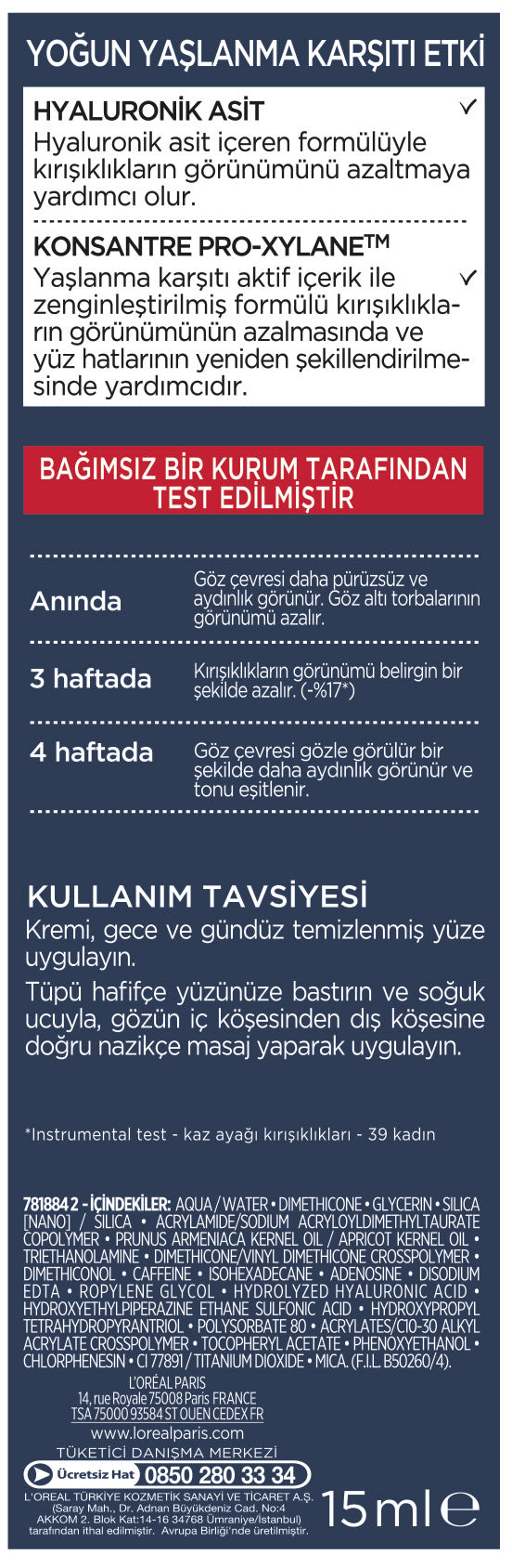 L'Oréal Paris Revitalift Lazer X3 Yaşlanma Karşıtı Göz Bakım Kremi