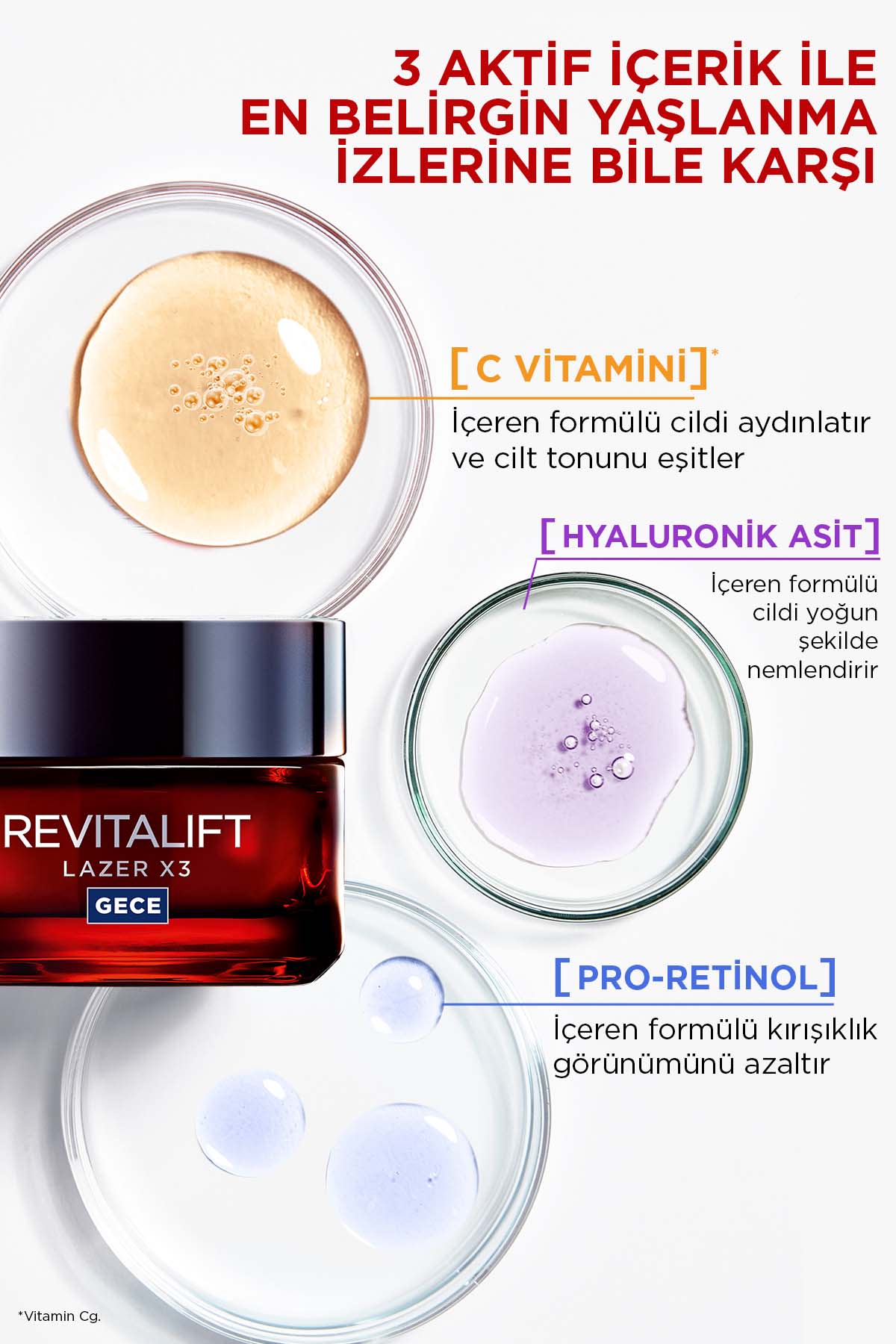 L'Oréal Paris Revitalift Lazer Yoğun Yaşlanma Karşıtı Gece Bakım Kremi