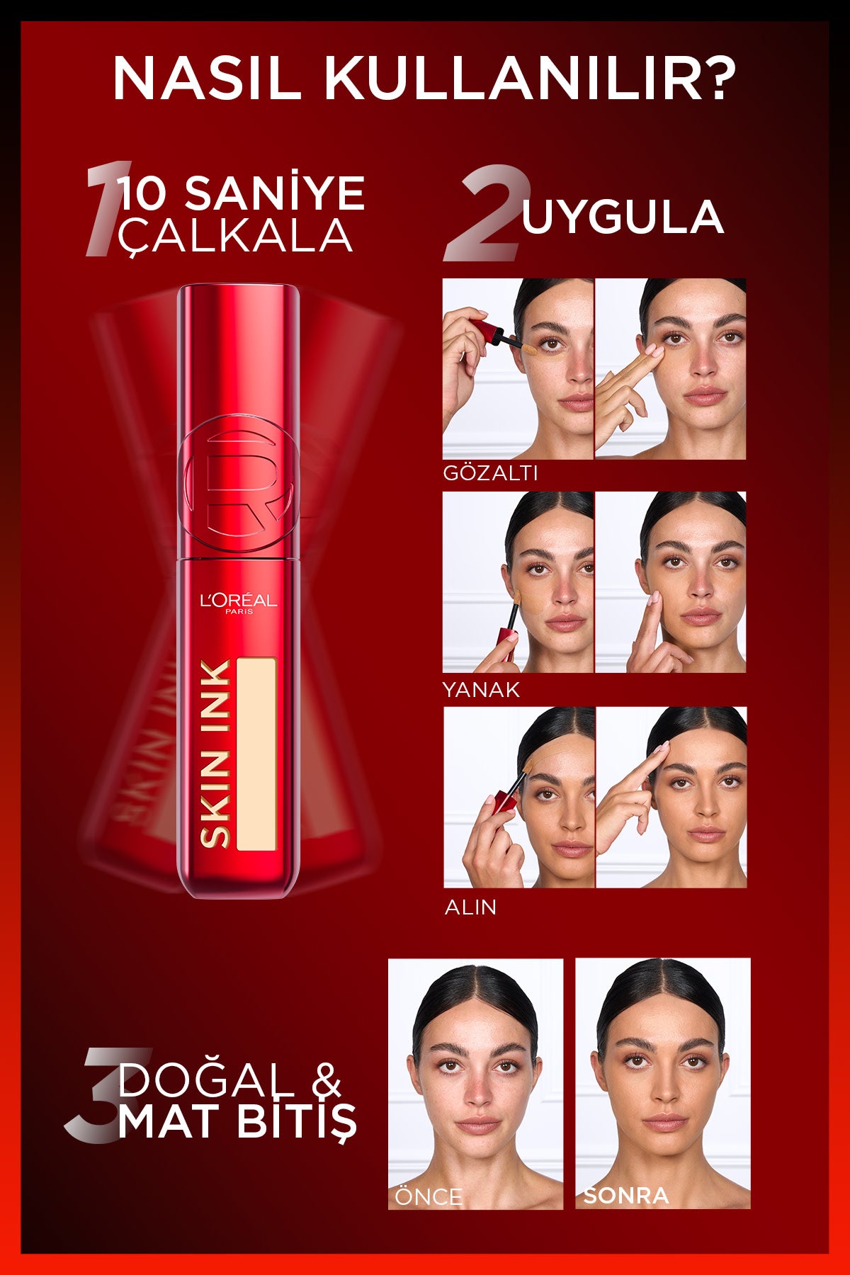 L'Oréal Paris Skin Ink Gün Boyu Kapatıcı Fondöten - Sıcak Alt Ton 100
