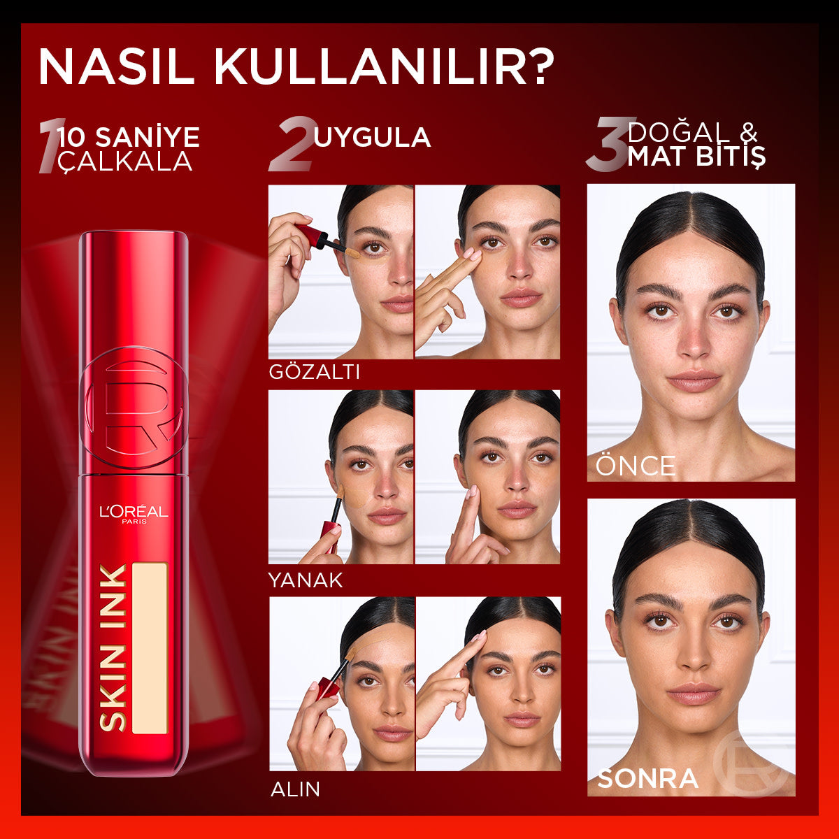 L'Oréal Paris Skin Ink Gün Boyu Kapatıcı Fondöten - Sıcak Alt Ton 100
