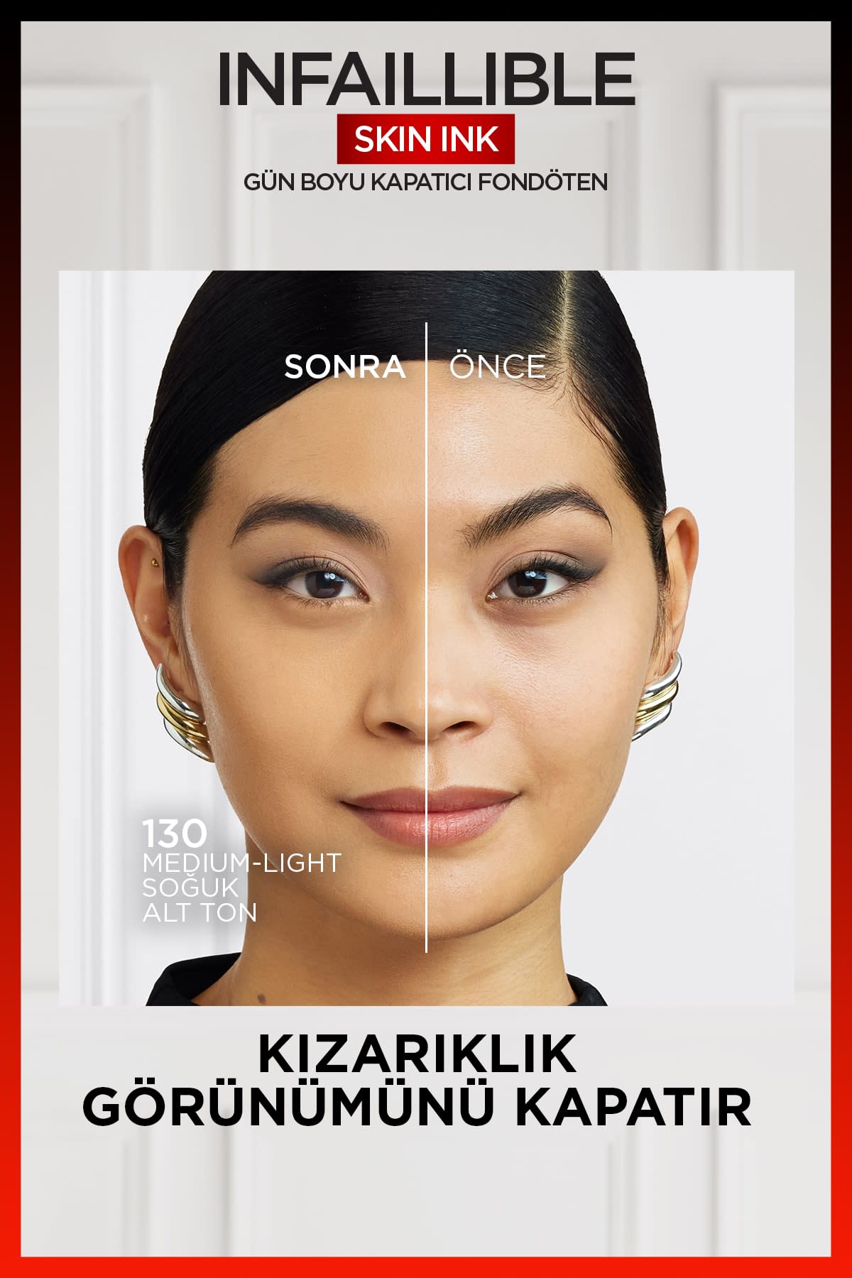 L'Oréal Paris Skin Ink Gün Boyu Kapatıcı Fondöten - Soğuk Alt Ton 130