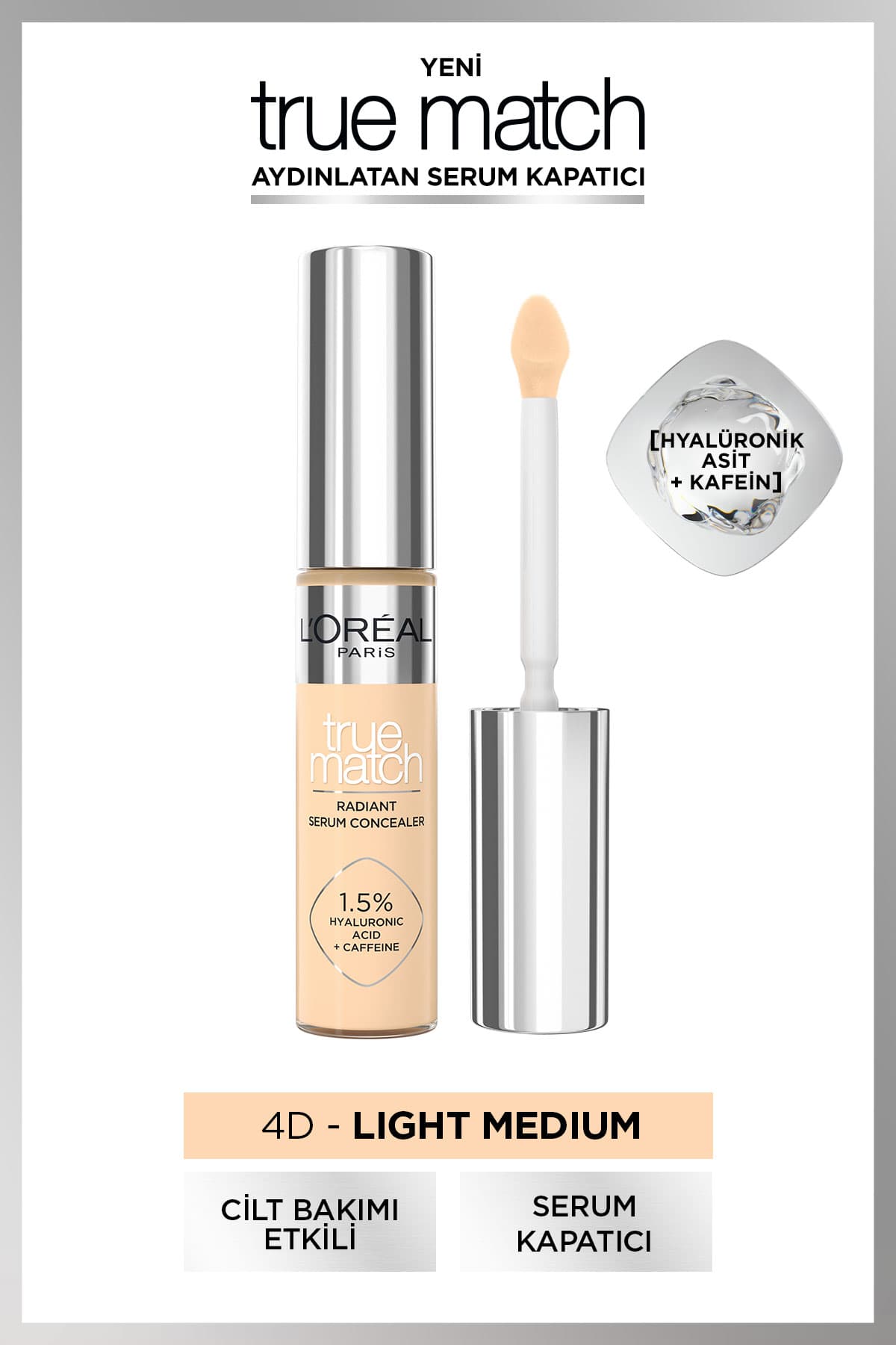 L'Oréal Paris True Match Aydınlatan Serum Kapatıcı - 4D Light Medium 11 ml