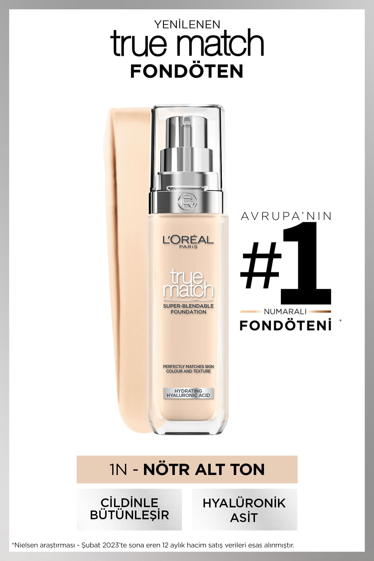 L'Oréal Paris True Match Bakım Yapan Fondöten - 1N Nötr Alt Ton