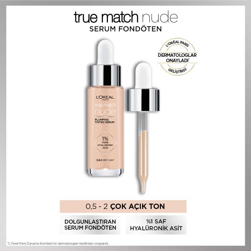 L'Oréal Paris True Match Nude Fondöten Serum 0.5-2 Very Light
