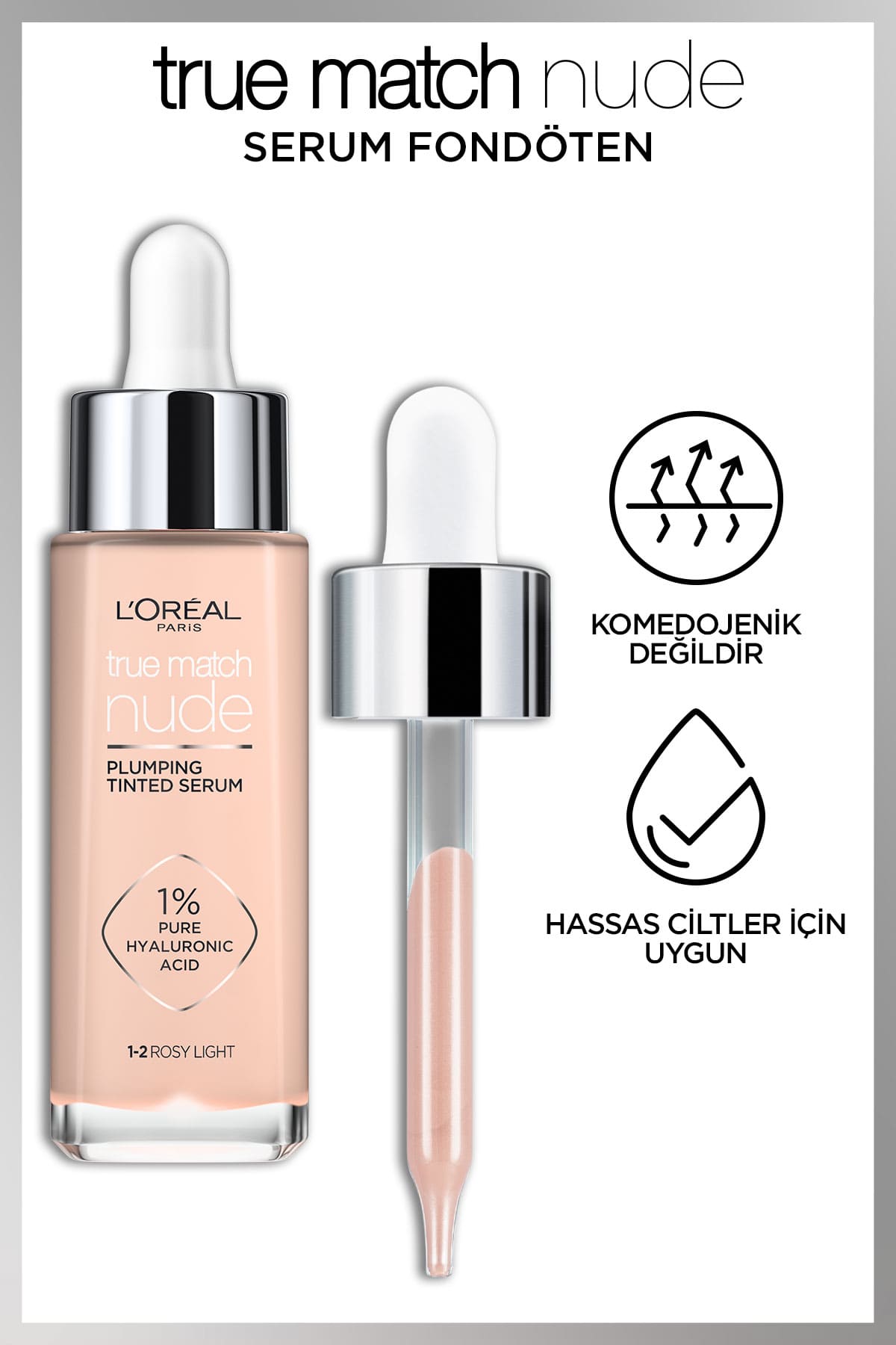 L'Oréal Paris True Match Nude Fondöten Serum 1-2 Rosy Light