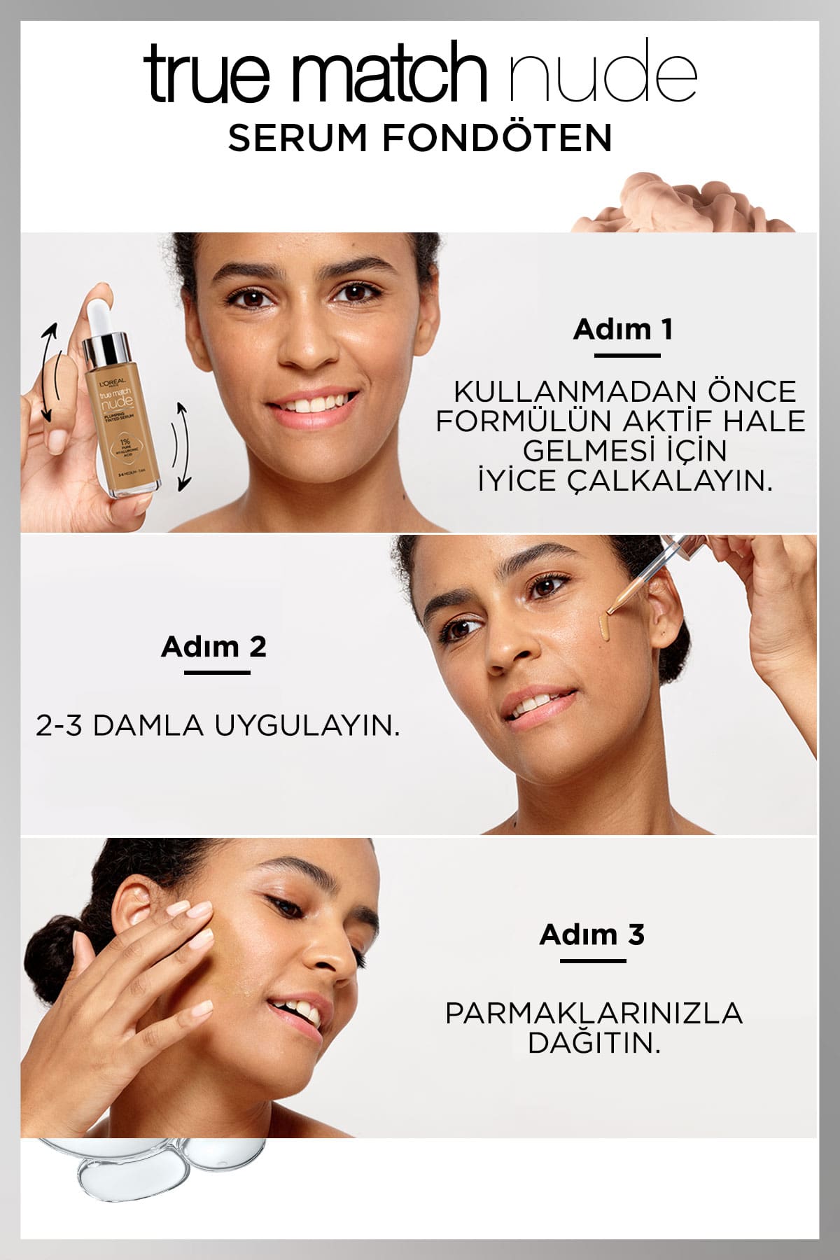 L'Oréal Paris True Match Nude Fondöten Serum 1-2 Rosy Light