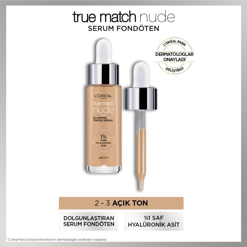 L'Oréal Paris True Match Nude Fondöten Serum 2-3 Light