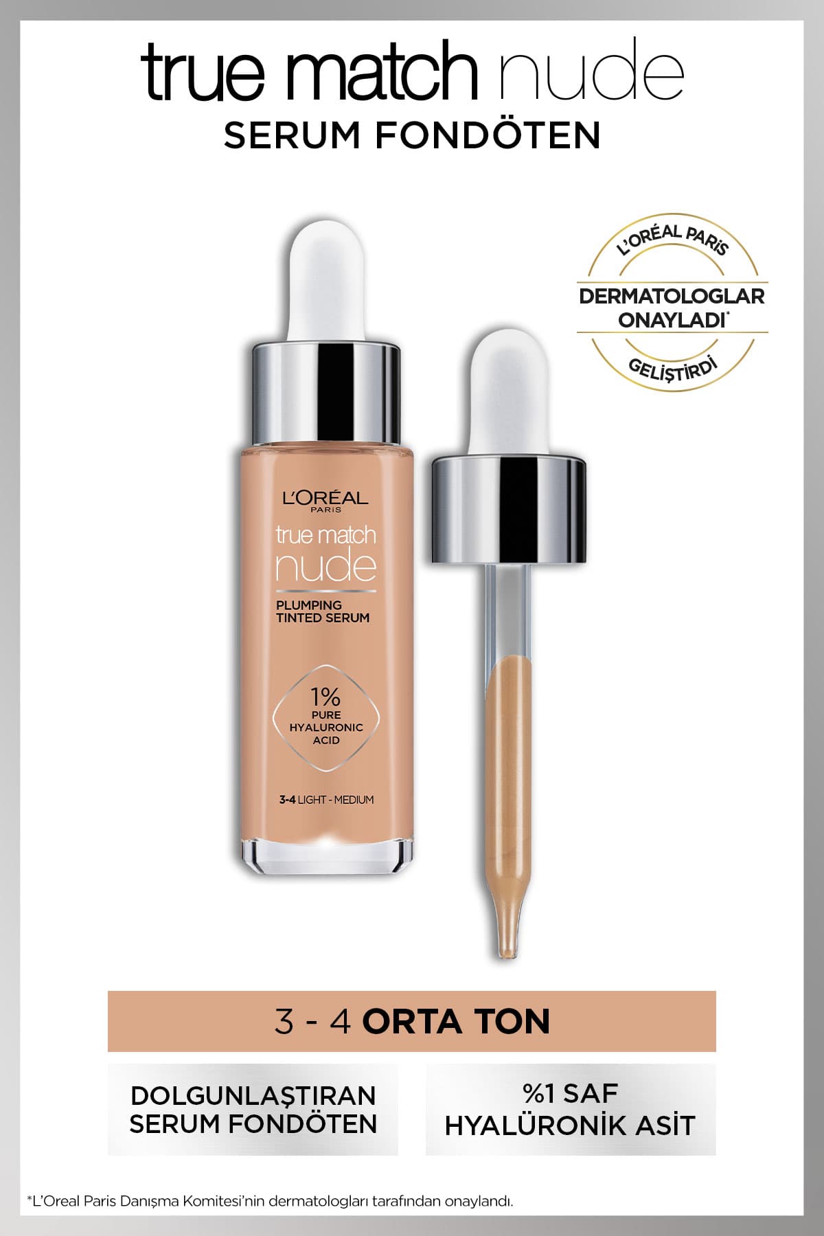 L'Oréal Paris True Match Nude Fondöten Serum 3-4 Light Medium