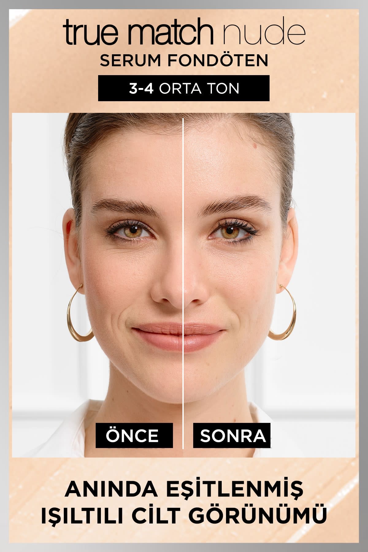 L'Oréal Paris True Match Nude Fondöten Serum 3-4 Light Medium