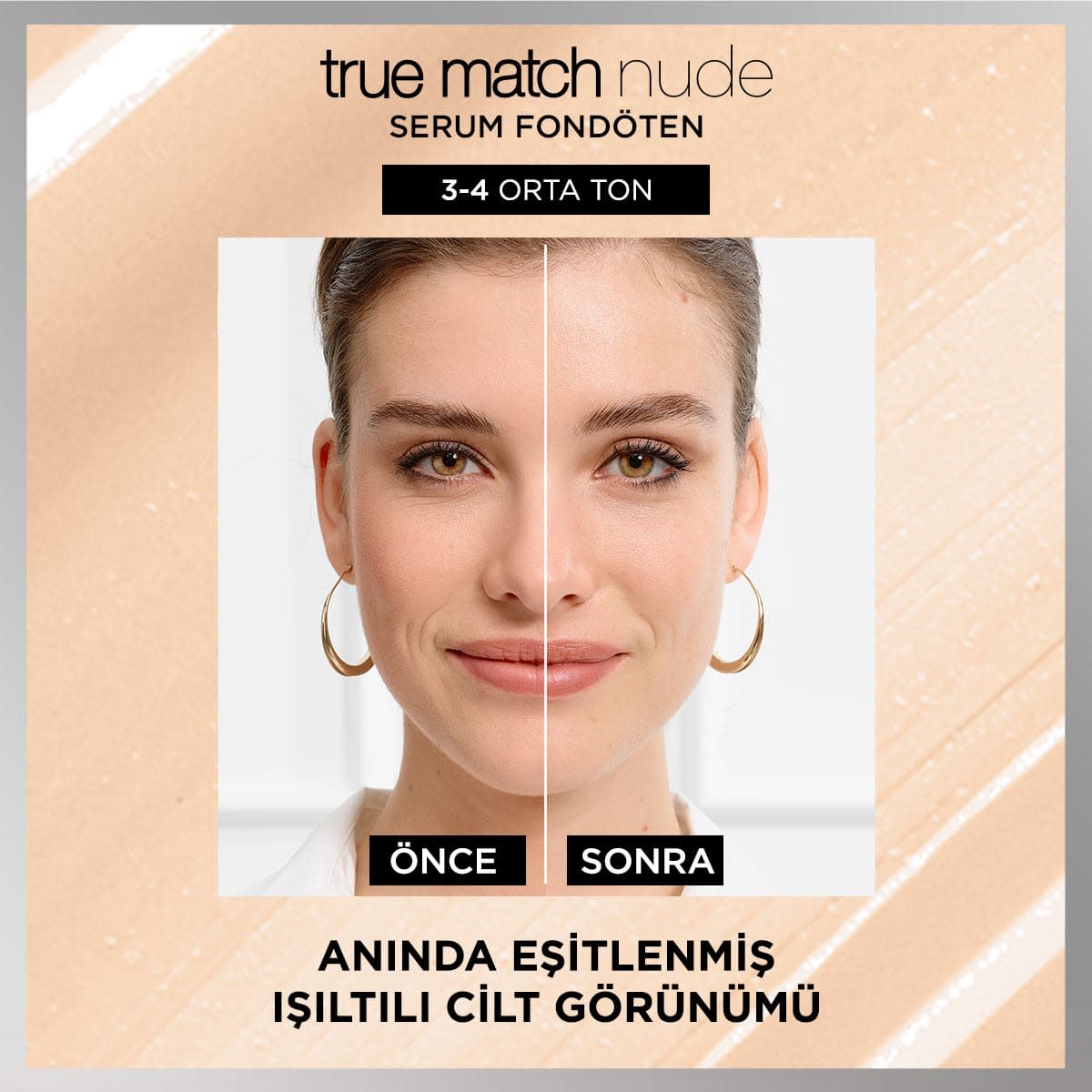 L'Oréal Paris True Match Nude Fondöten Serum 3-4 Light Medium