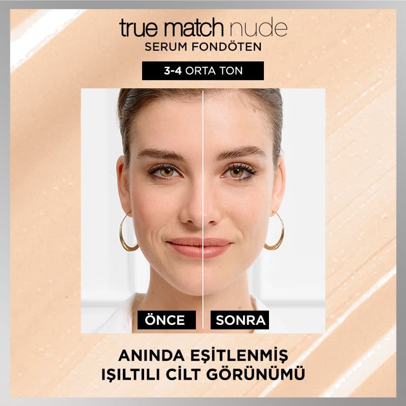 L'Oréal Paris True Match Nude Fondöten Serum 3-4 Light Medium