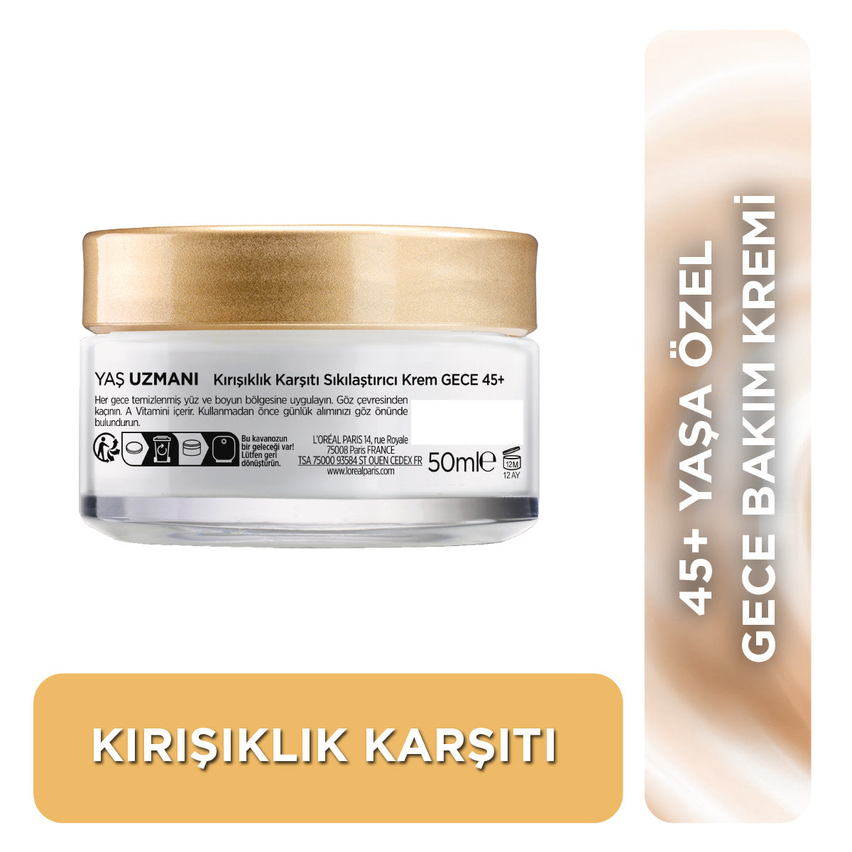 L'Oréal Paris Yaş Uzmanı 45+ Kırışıklık Karşıtı Sıkılaştırıcı Gece Kremi