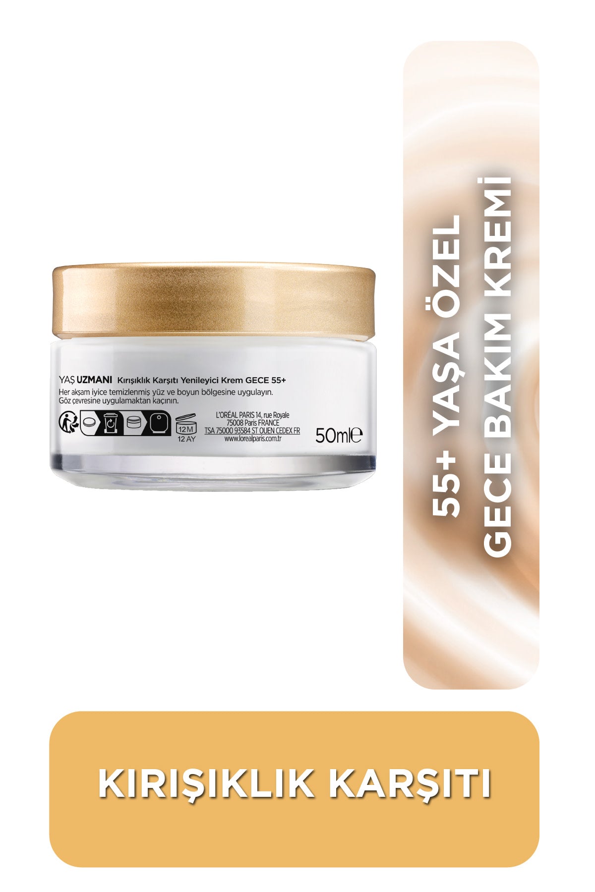 L'Oréal Paris Yaş Uzmanı 55+ Kırışıklık Karşıtı Yenileyici Gece Kremi