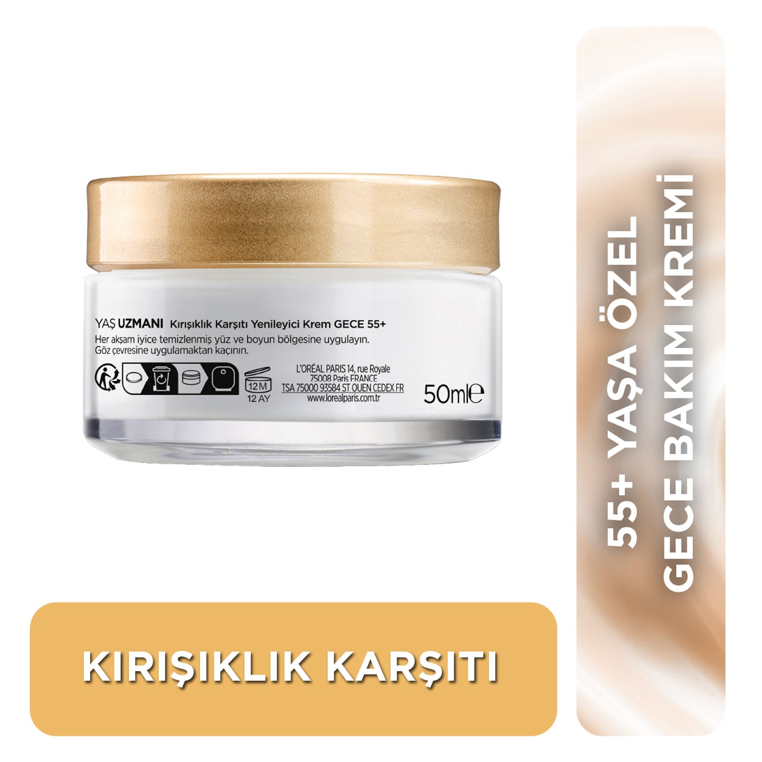 L'Oréal Paris Yaş Uzmanı 55+ Kırışıklık Karşıtı Yenileyici Gece Kremi