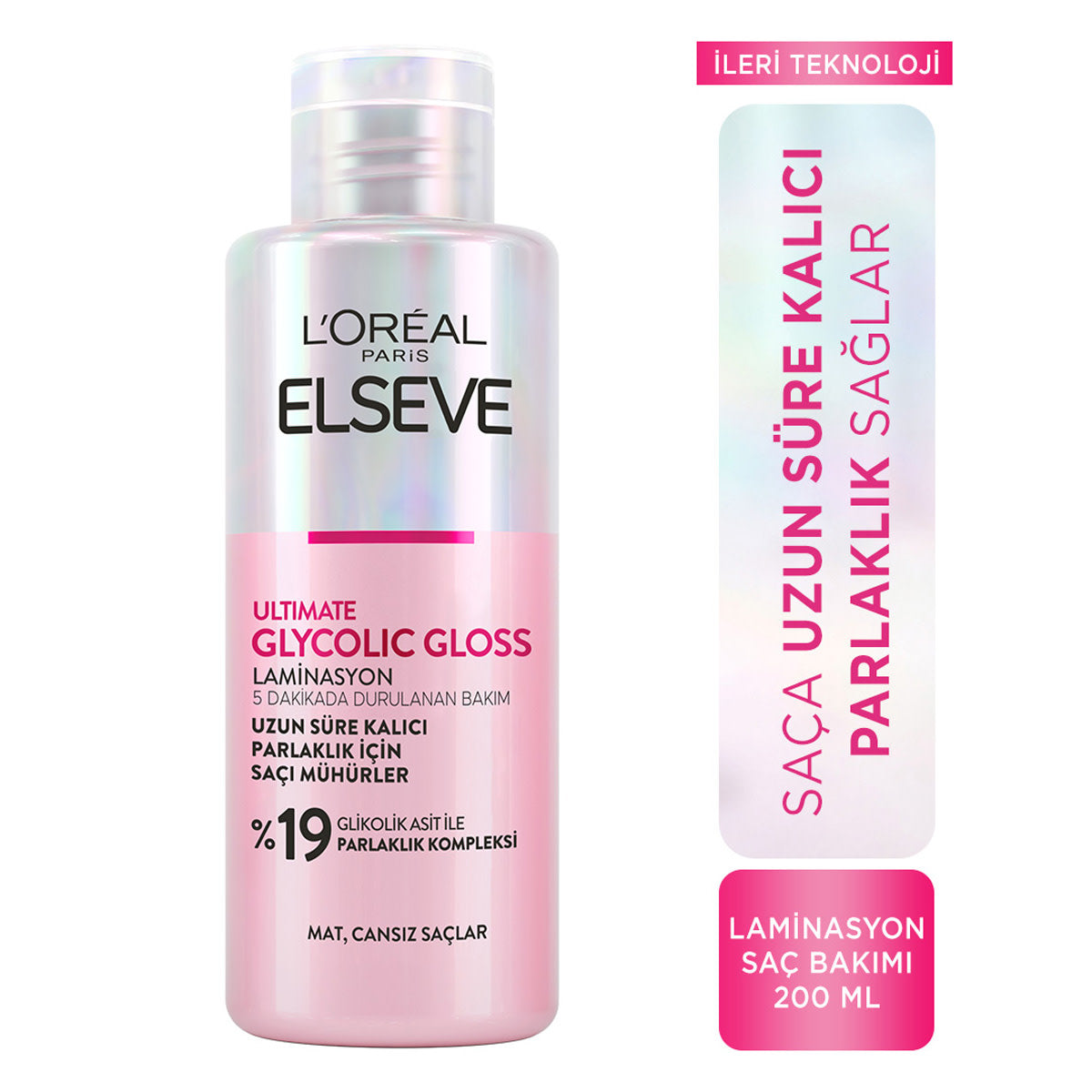 L'Oreal Paris Elseve Ultimate Glycolic Gloss Parlaklığı Saça Mühürleyen Laminasyon 5 Dakikada Durulanan Sülfatsız Bakım 200ml