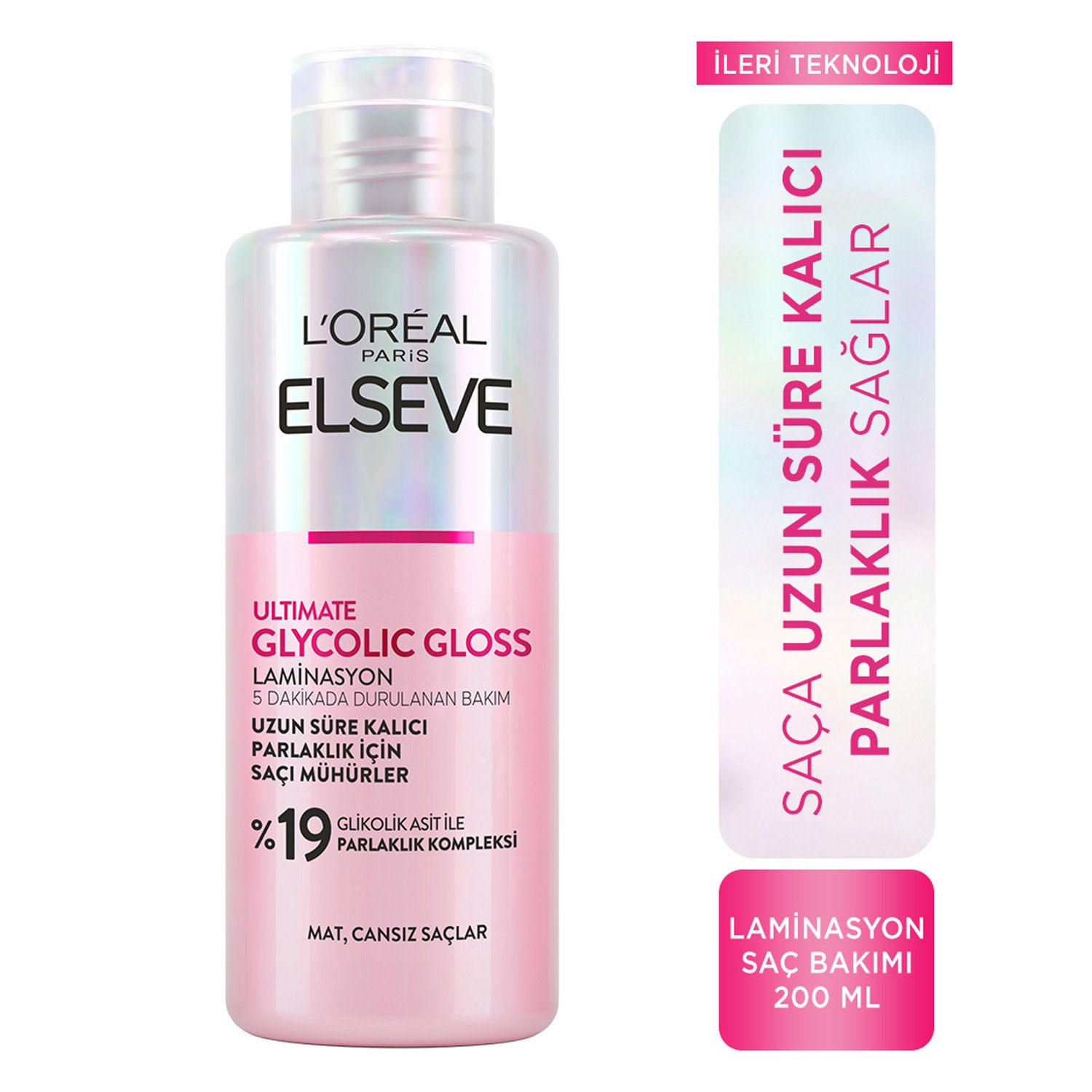 L'Oreal Paris Elseve Ultimate Glycolic Gloss Parlaklığı Saça Mühürleyen Laminasyon 5 Dakikada Durulanan Sülfatsız Bakım 200ml