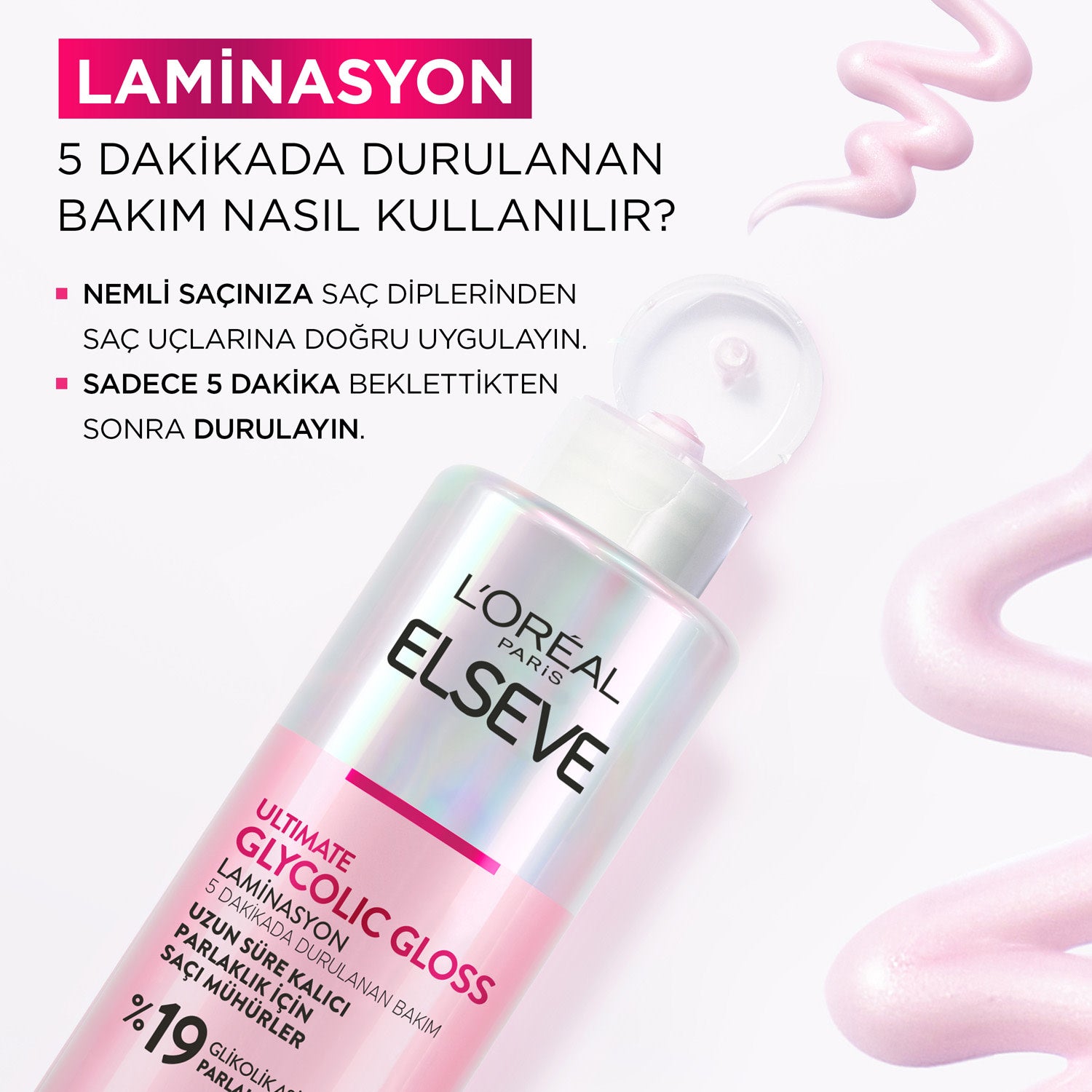 L'Oreal Paris Elseve Ultimate Glycolic Gloss Parlaklığı Saça Mühürleyen Laminasyon 5 Dakikada Durulanan Sülfatsız Bakım 200ml