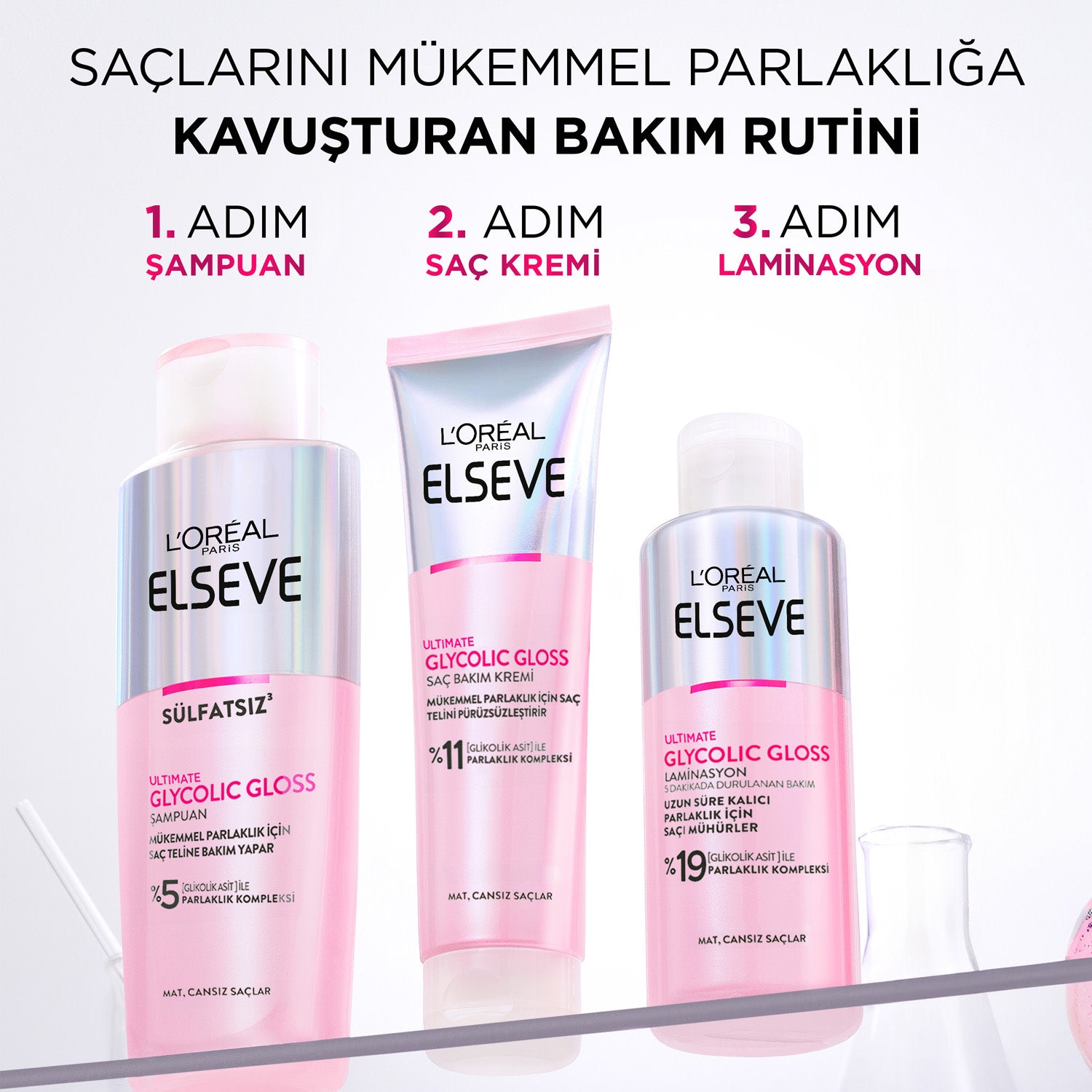 L'Oreal Paris Elseve Ultimate Glycolic Gloss Parlaklığı Saça Mühürleyen Laminasyon 5 Dakikada Durulanan Sülfatsız Bakım 200ml