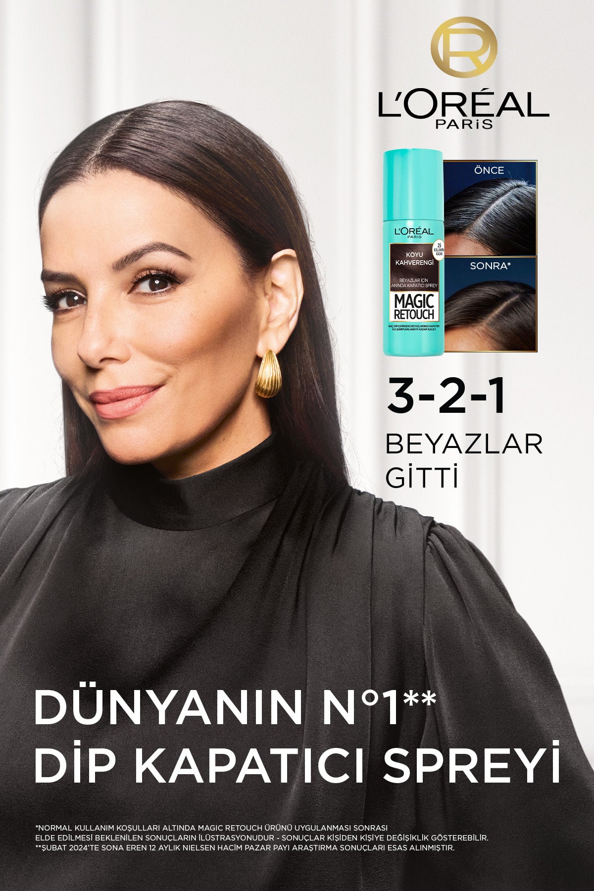 Magic Retouch Beyaz Saçlar İçin Kapatıcı Kahverengi Saç Spreyi 75 Ml