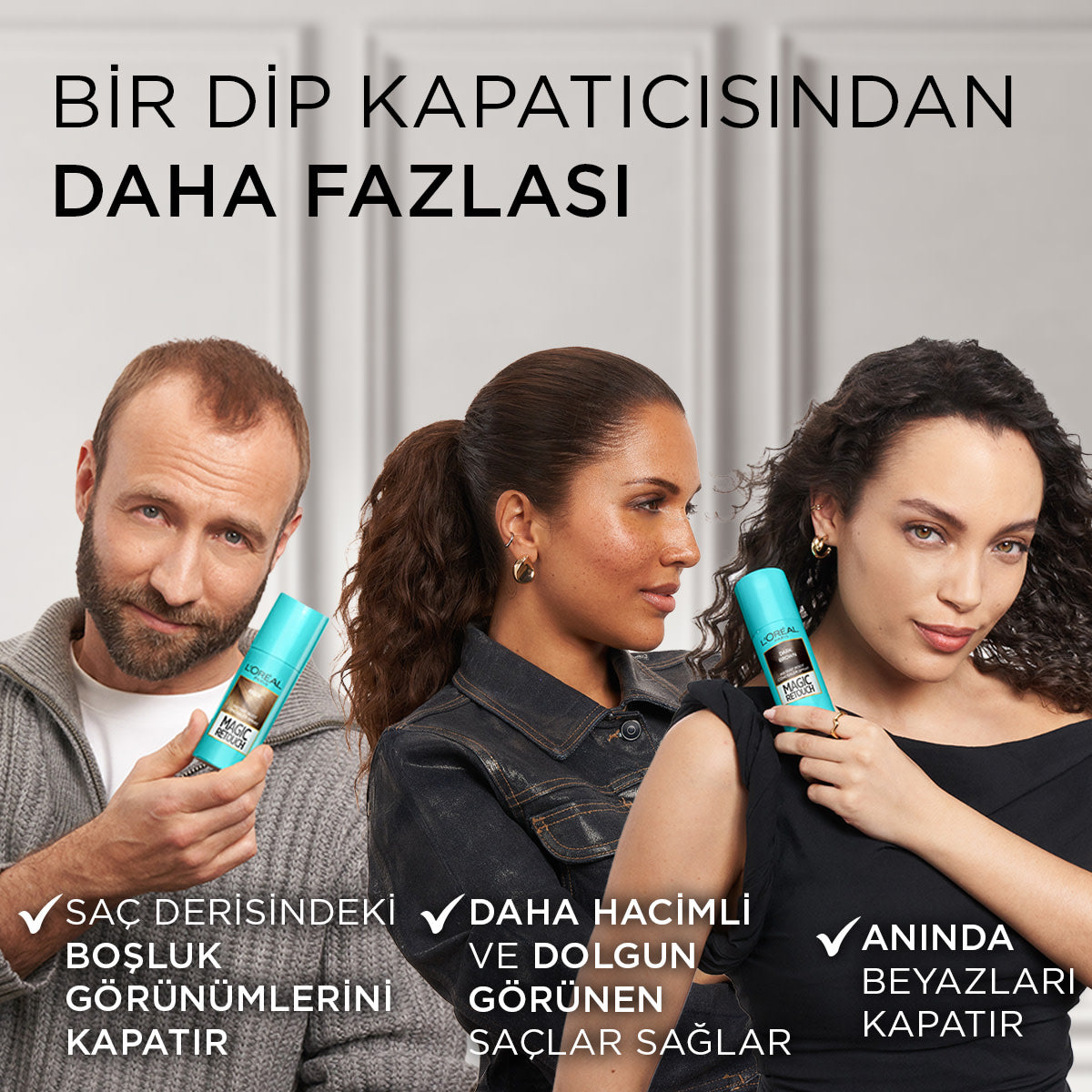 Magic Retouch Beyaz Saçlar İçin Kapatıcı Kahverengi Saç Spreyi 75 Ml