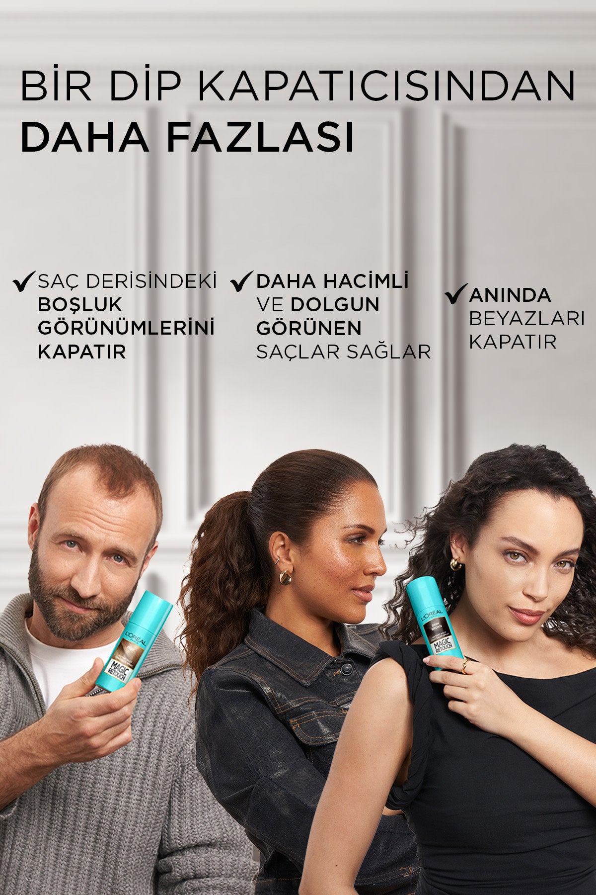 Magic Retouch Beyaz Saçlar İçin Kapatıcı Koyu Kahverengi Saç Spreyi 75 Ml